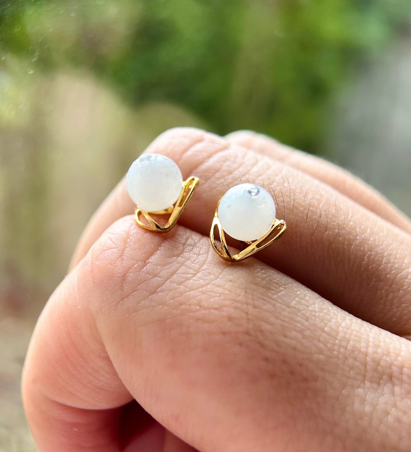 Jadeite Jade Stud Earrings Handmade Jewelry Gift for Her Natural Burmese Type A Highly Translucent Icy Jade Earrings Sterling Silver FeiCui