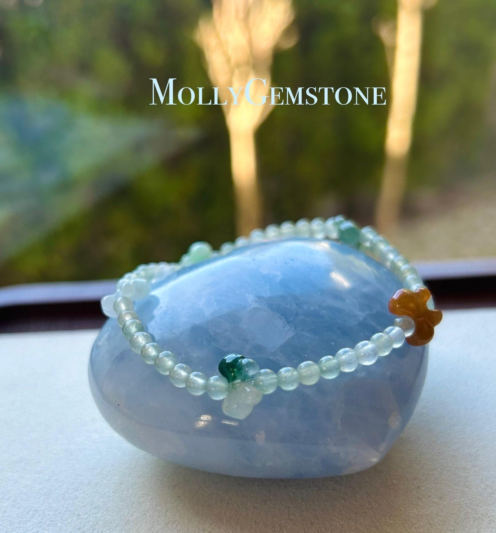 Jadeite Bracelet Jade Jewelry Gift for Her Minimalist Natural Burmese Type A Icy Multi-color Rainbow & Bowknot Highly Translucent 3.5mm Jade