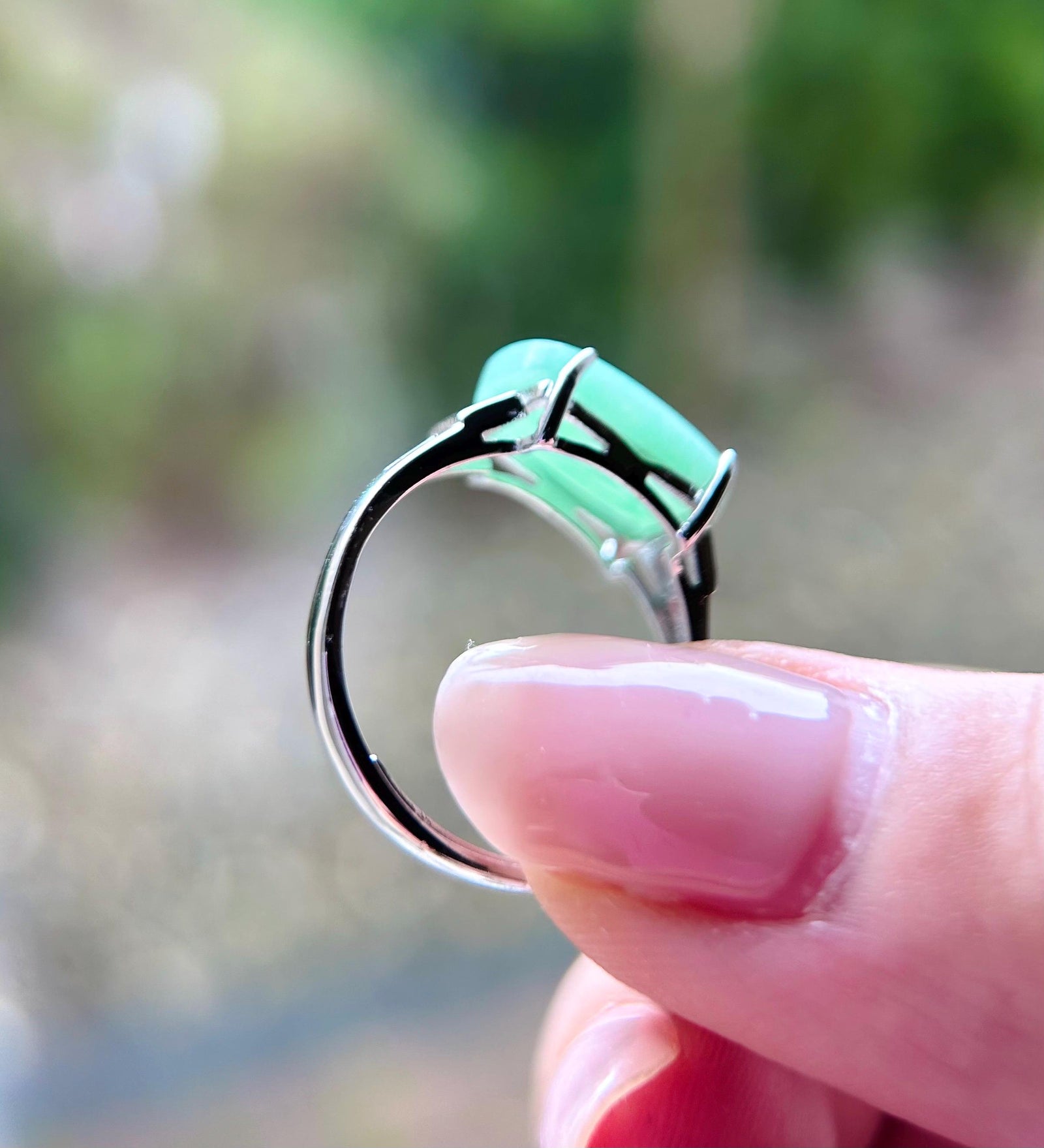 Jadeite Ring Jewelry Gift Burmese Authentic Untreated fine glutinous Type A Yellow or Green Jadeite Adjustable Sterling Silver Saddle Ring