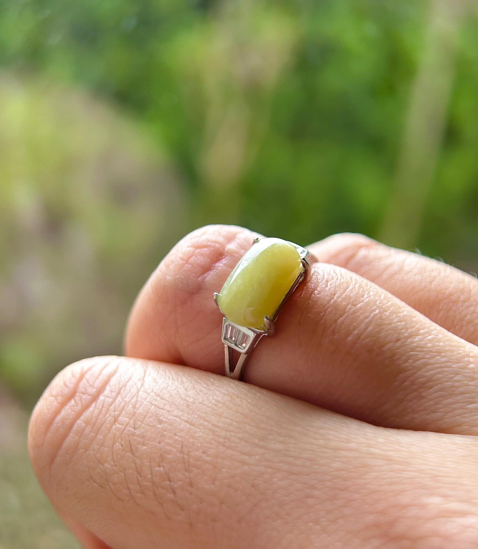 Jadeite Ring Jewelry Gift Burmese Authentic Untreated fine glutinous Type A Yellow or Green Jadeite Adjustable Sterling Silver Saddle Ring