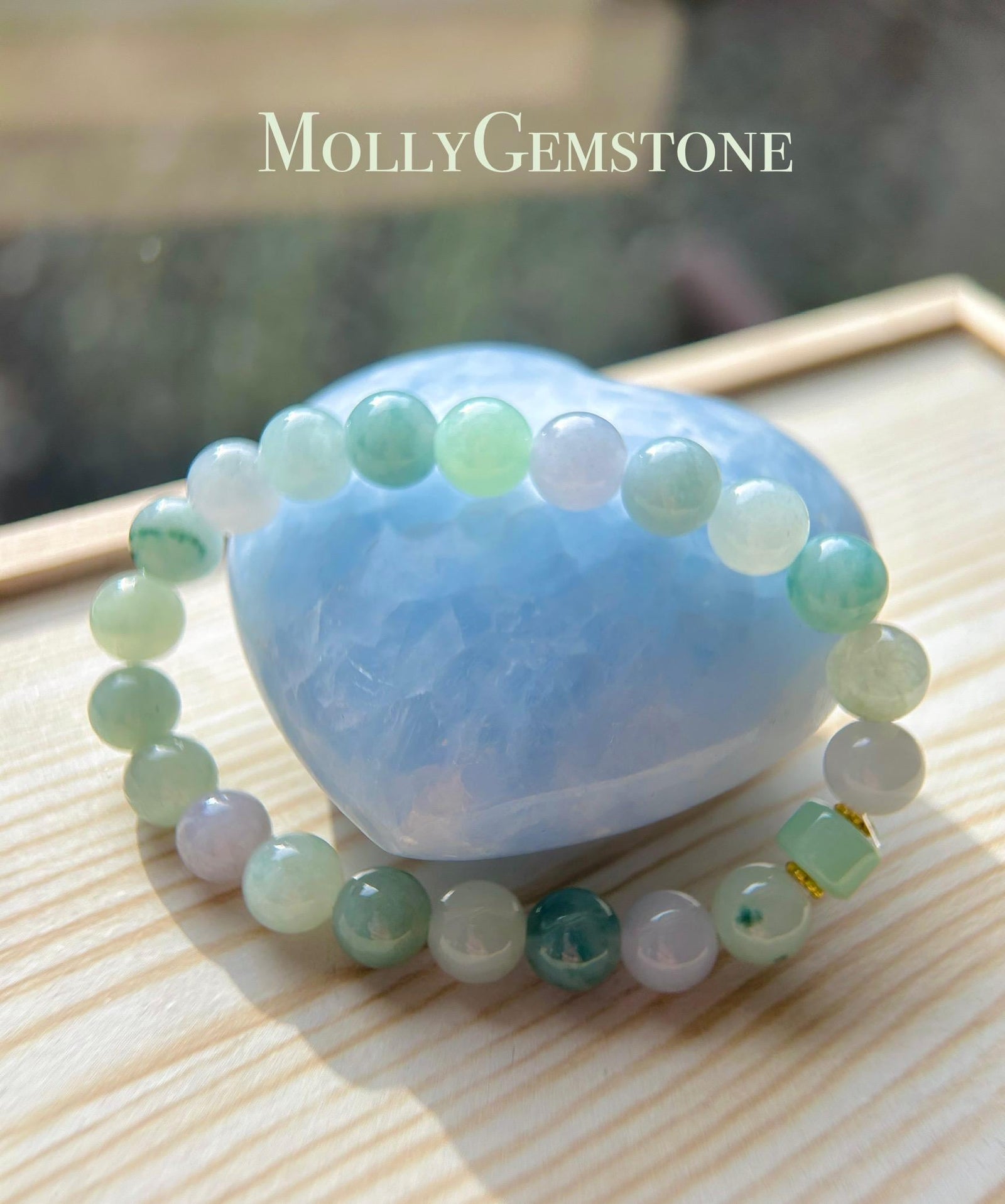 Jadeite Jade Beaded Bracelet Jewelry Gift for Her Natural Burmese Grade A Icy Highly Translucent Multi-color Jadeite 8.4mm Spring Color