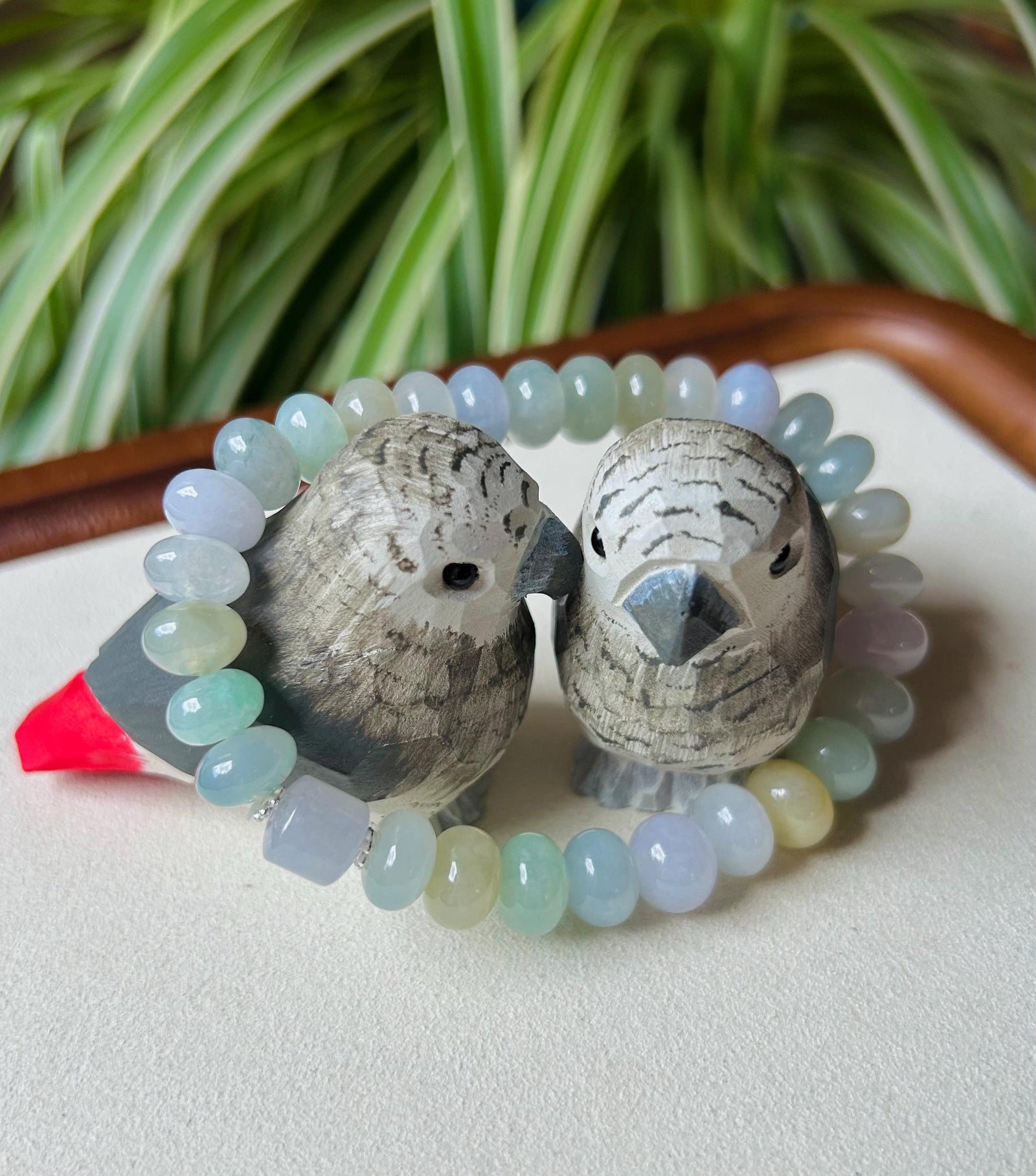 Jadeite Jade Beaded Bracelet Jewelry Gift for Mom Natural Burmese Type A Icy Highly Translucent Jadeite Multi-color Spring Color 9mm Jade