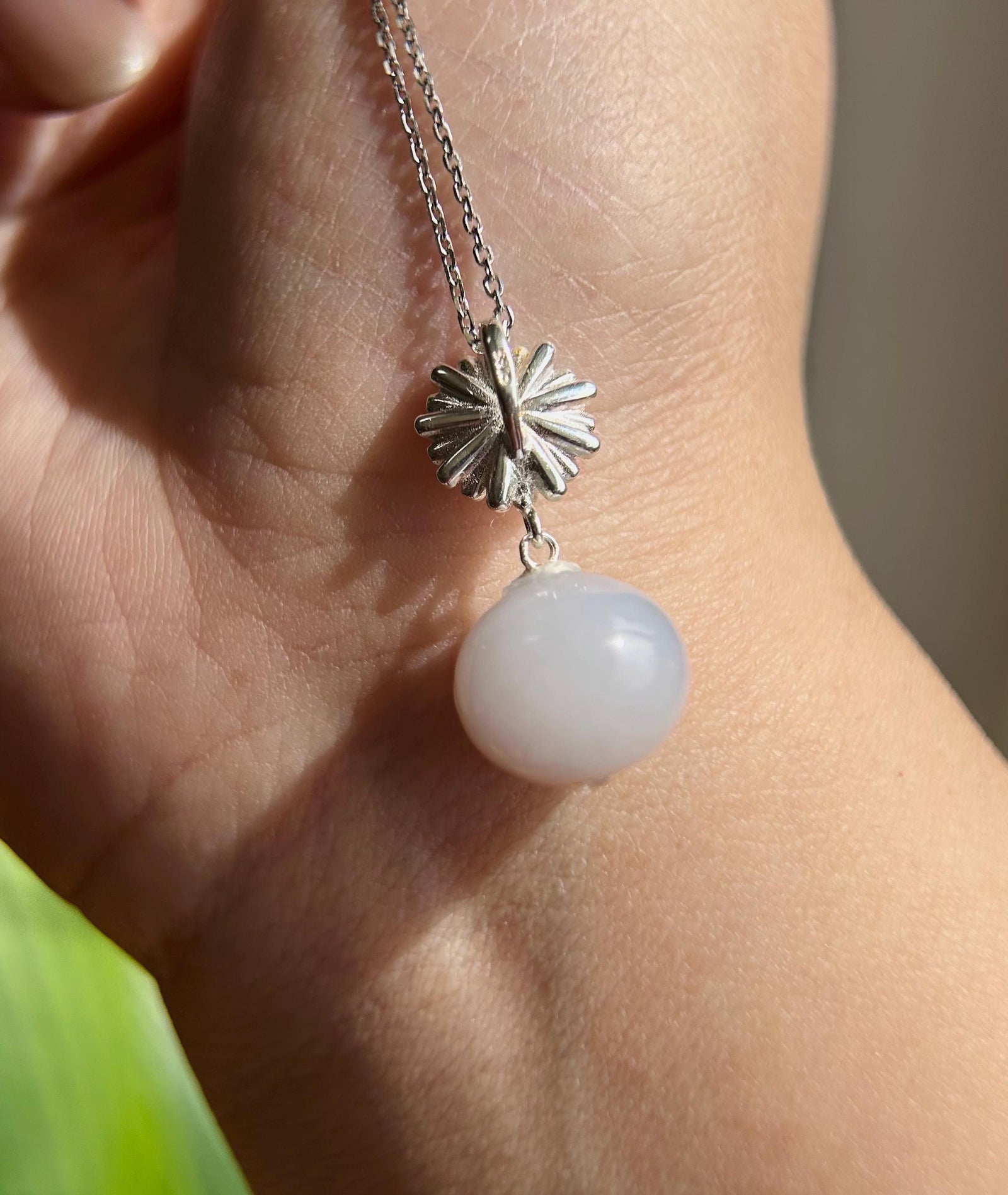 Lavender Purple Red Floral Jadeite Beaded Pendant Jade Necklace Jewelry Gift for Her Burmese Untreated Type A Jade Daisy Sterling Silver