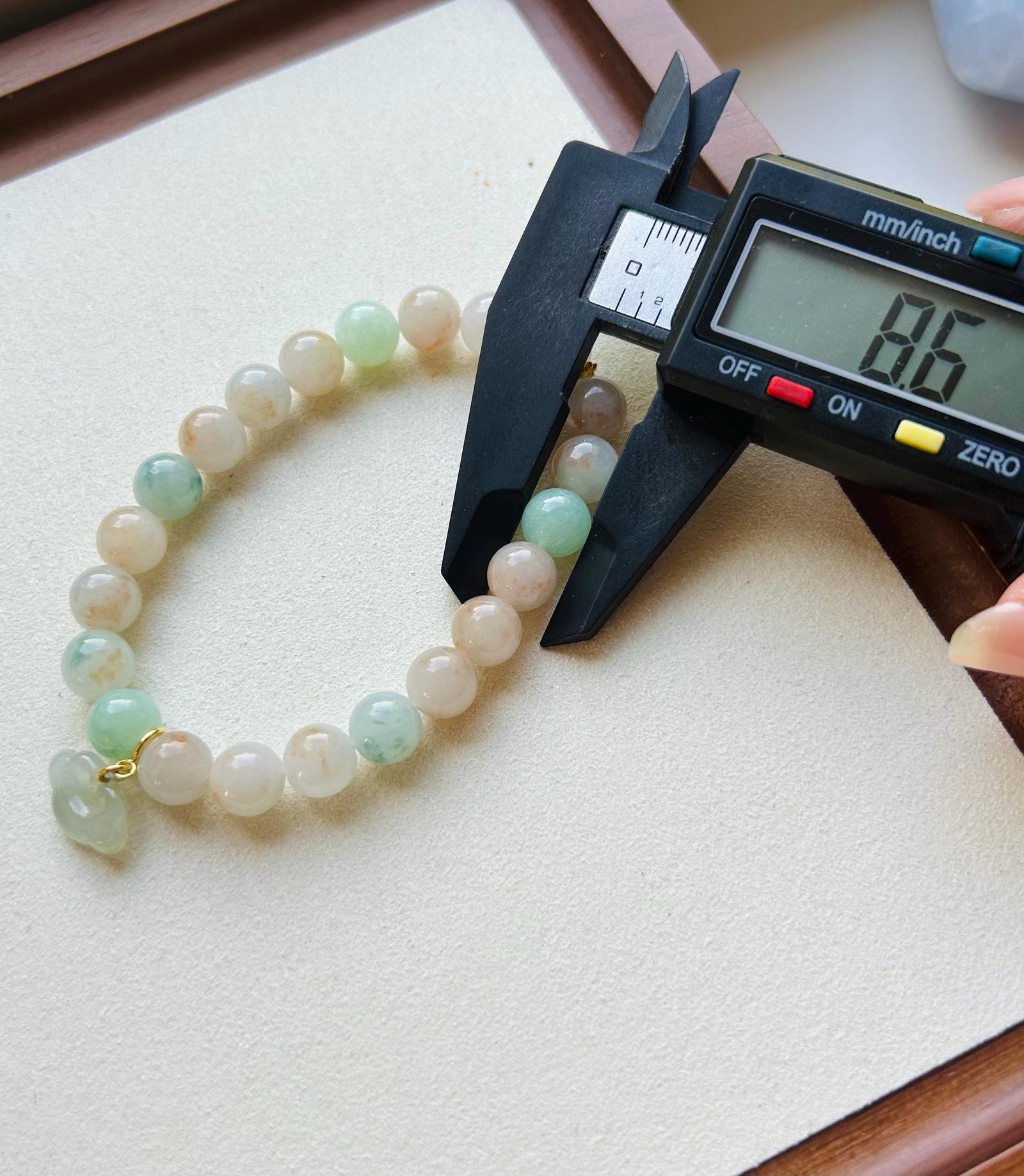 Jadeite Jade Beaded Bracelet Jewelry Mother Day Gift Natural Untreated Burmese Icy Translucent Type A RARE Red Floral Jade 8.5mm Orange Jade
