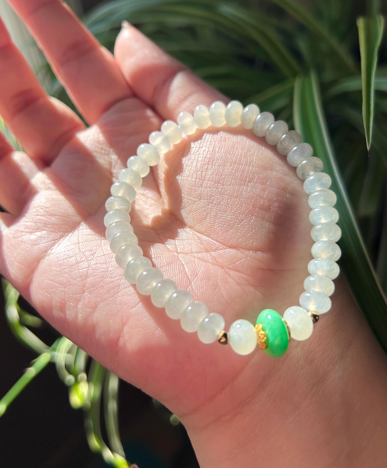 Jadeite Jade Beaded Bracelet Jewelry Mother’s Day Gift Natural Burmese Untreated Type A Icy White & Green Superior Translucency 7mm FeiCui