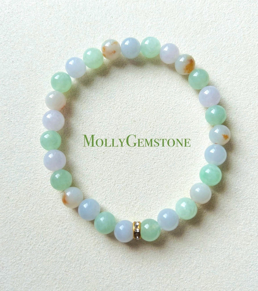 Jadeite Jade Beaded Bracelet Handmade Jewelry Gift for Her Natural Untreated Burmese Type A Icy Translucent Multi-color Jadeite 7.1mm FeiCui