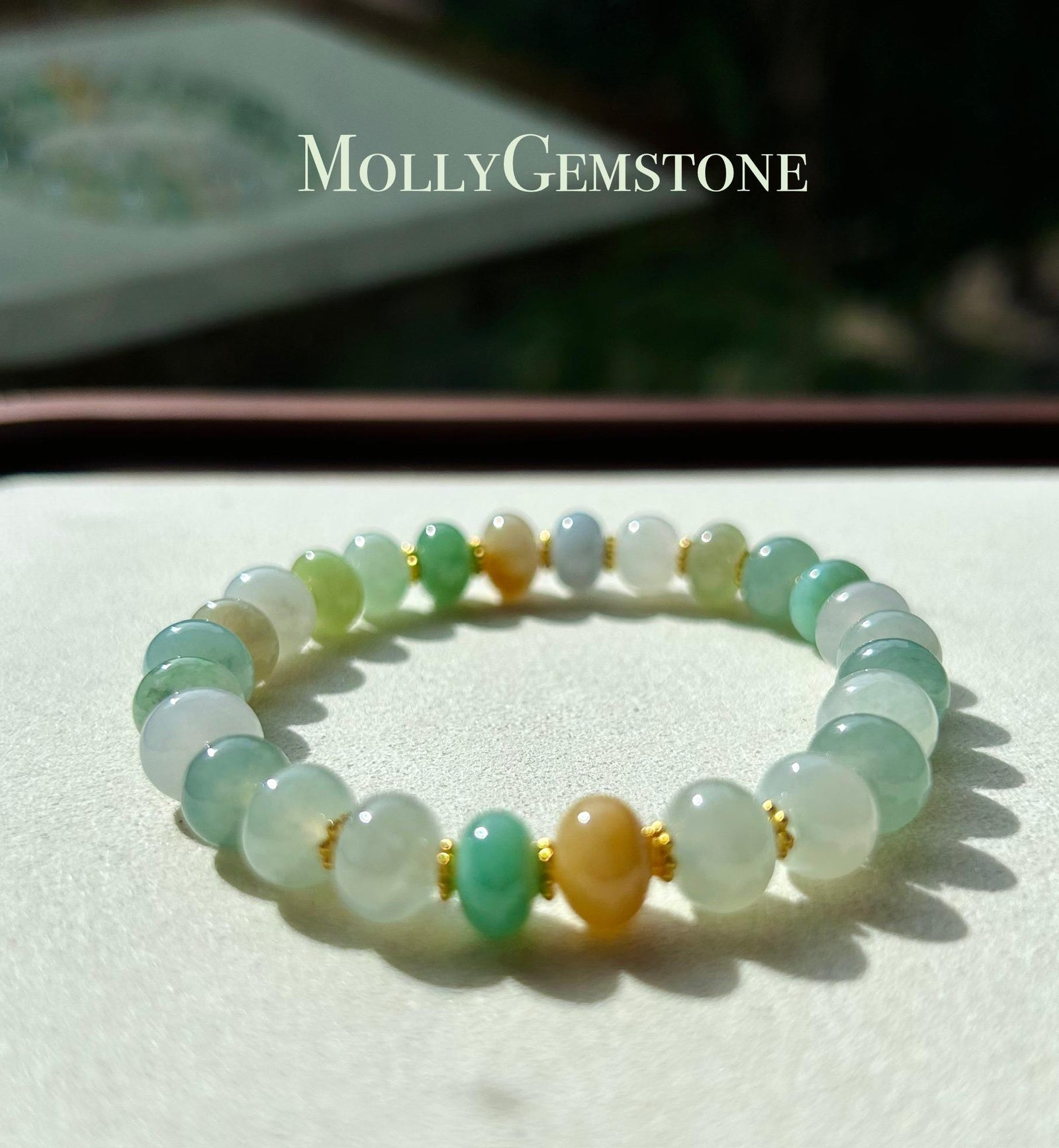 Jadeite Jade Beaded Bracelet Jewelry Natural Burmese Type A Icy Highly Translucent Jadeite Multi-color Candy Color 8.5mm Drum Bead Jade Gift