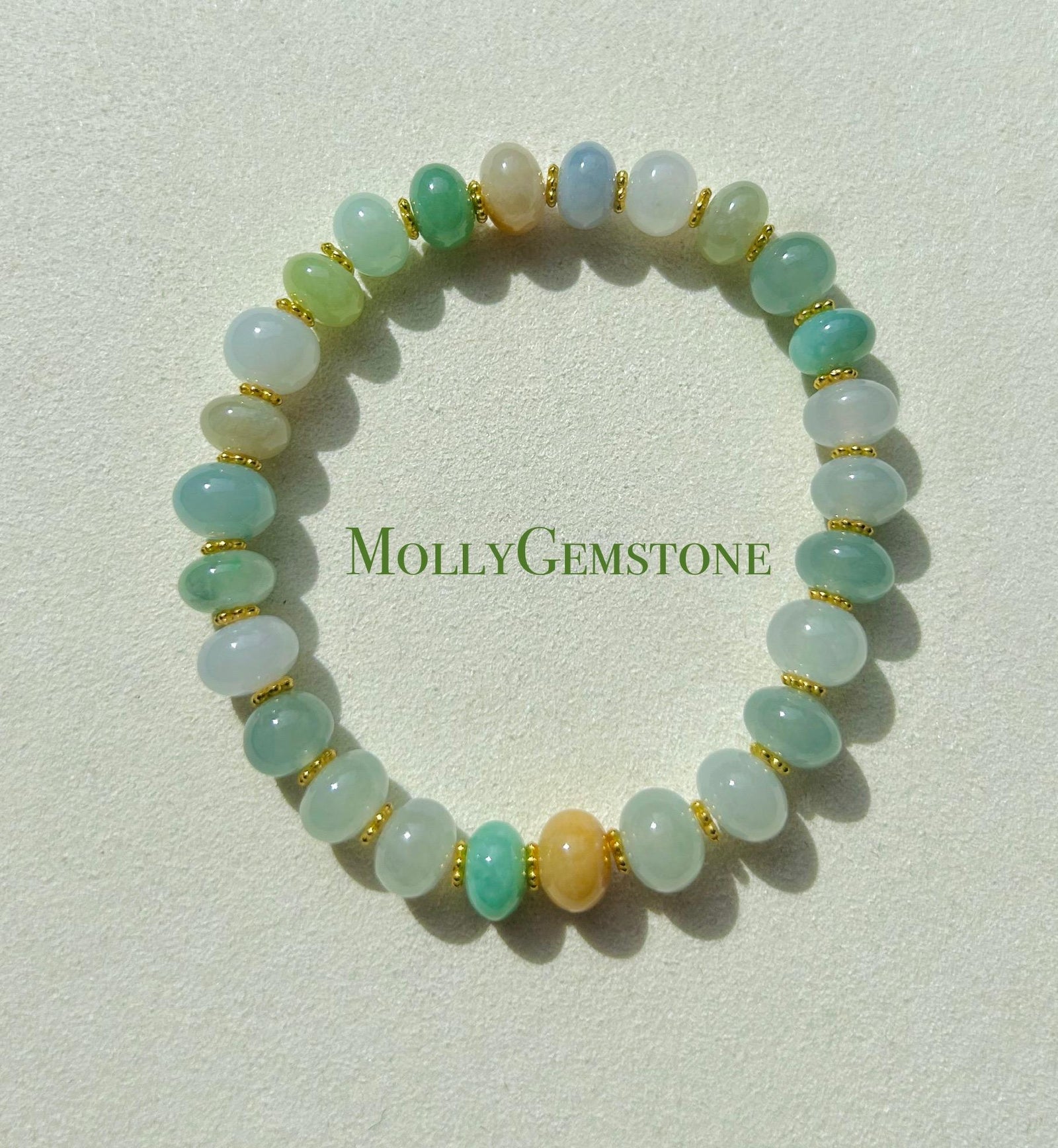 Jadeite Jade Beaded Bracelet Jewelry Natural Burmese Type A Icy Highly Translucent Jadeite Multi-color Candy Color 8.5mm Drum Bead Jade Gift