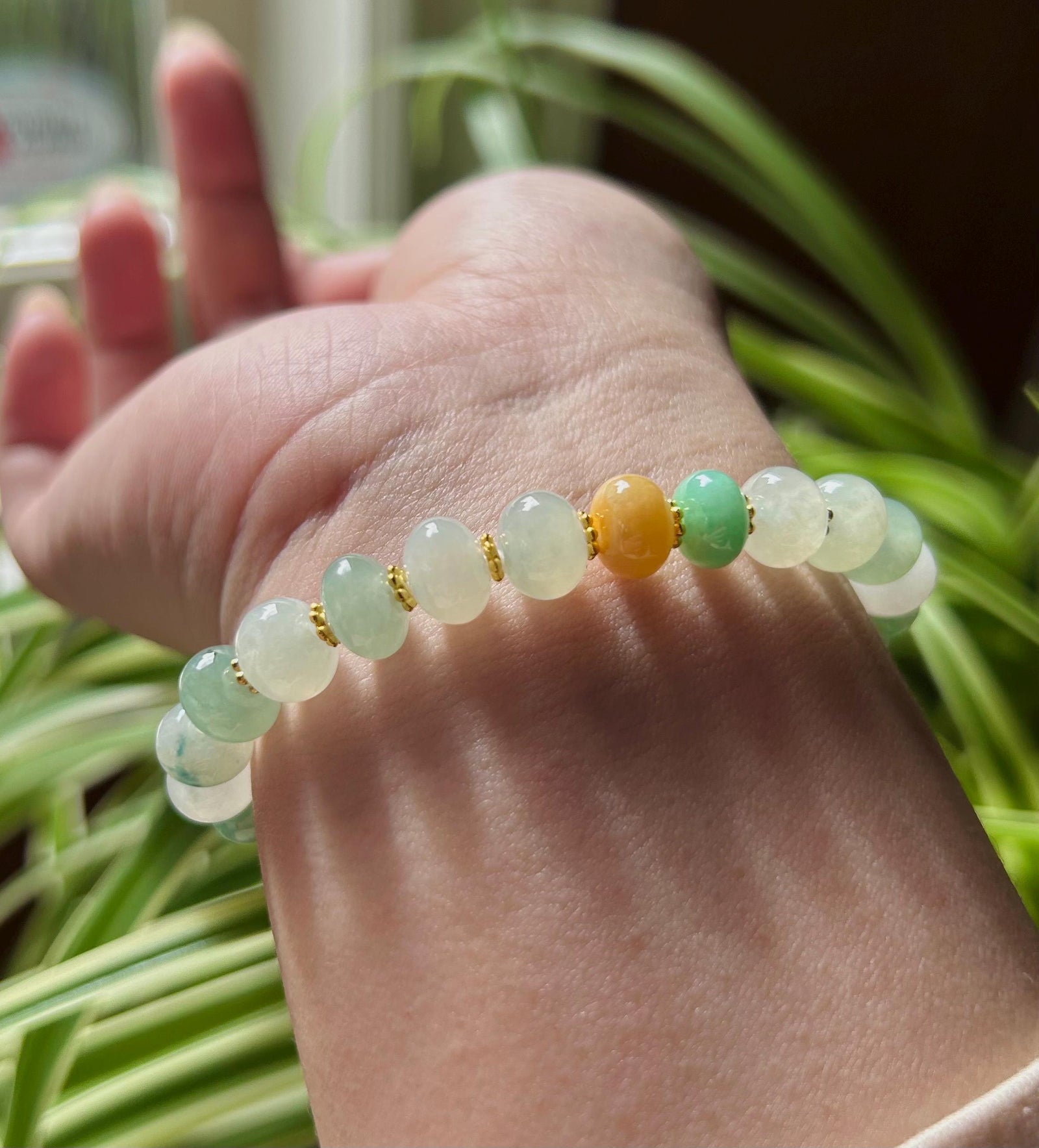 Jadeite Jade Beaded Bracelet Jewelry Natural Burmese Type A Icy Highly Translucent Jadeite Multi-color Candy Color 8.5mm Drum Bead Jade Gift