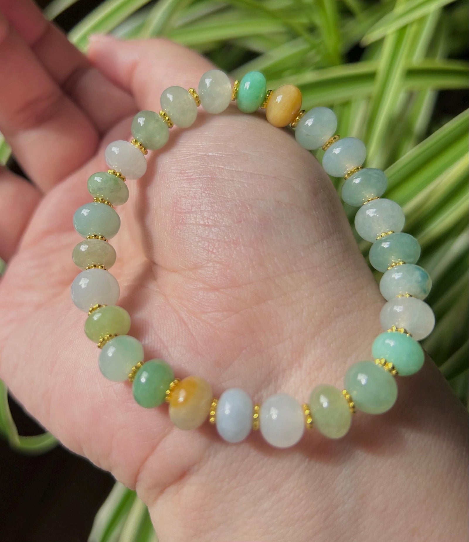 Jadeite Jade Beaded Bracelet Jewelry Natural Burmese Type A Icy Highly Translucent Jadeite Multi-color Candy Color 8.5mm Drum Bead Jade Gift