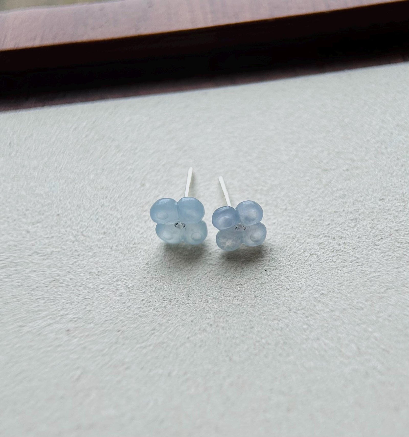 Jadeite Jade Flower Stud Earrings Handmade Jewelry Gift for Her Natural Burmese Type A Highly Translucent Icy Jade Earrings Sterling Silver