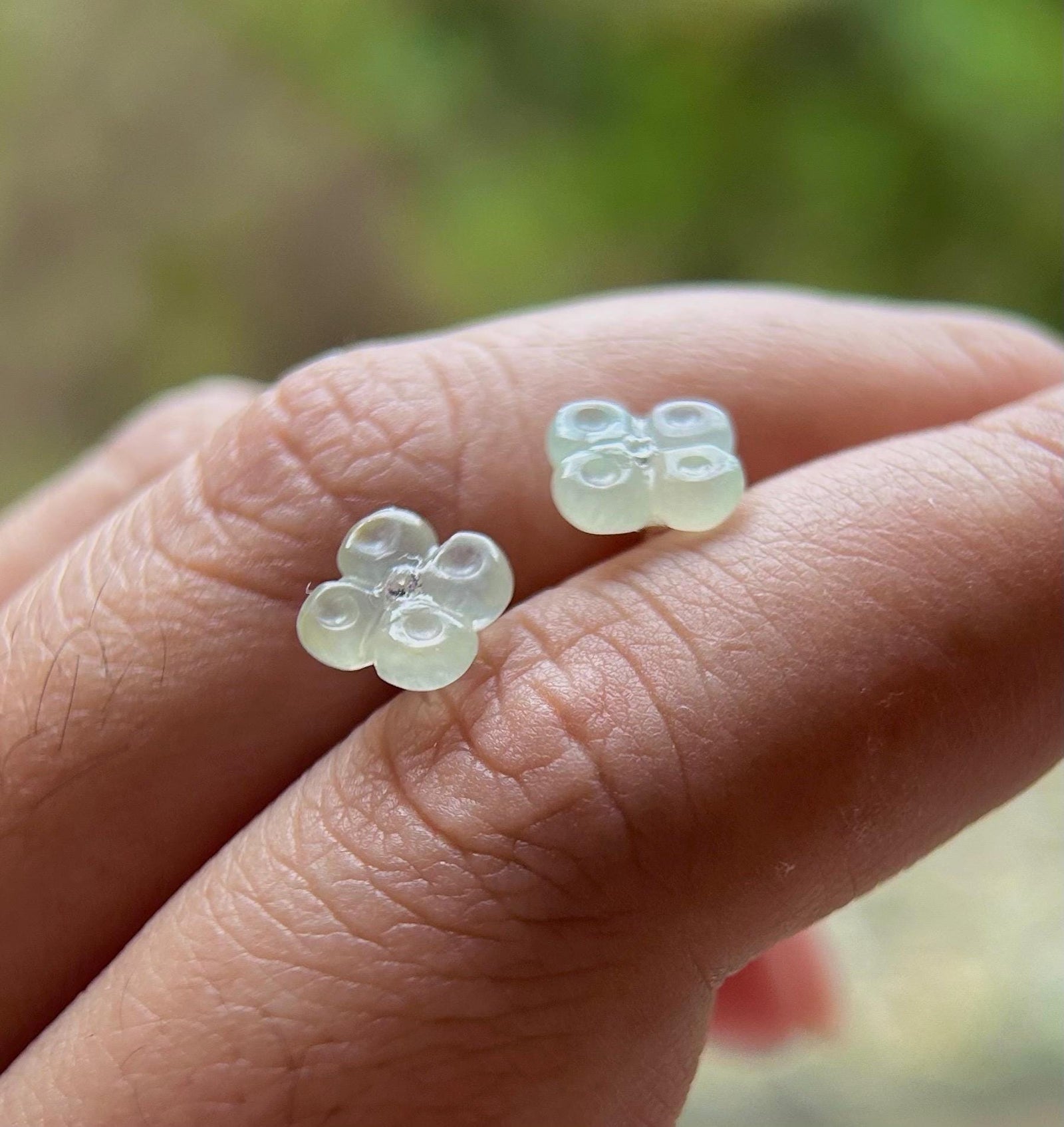 Jadeite Jade Flower Stud Earrings Handmade Jewelry Gift for Her Natural Burmese Type A Highly Translucent Icy Jade Earrings Sterling Silver