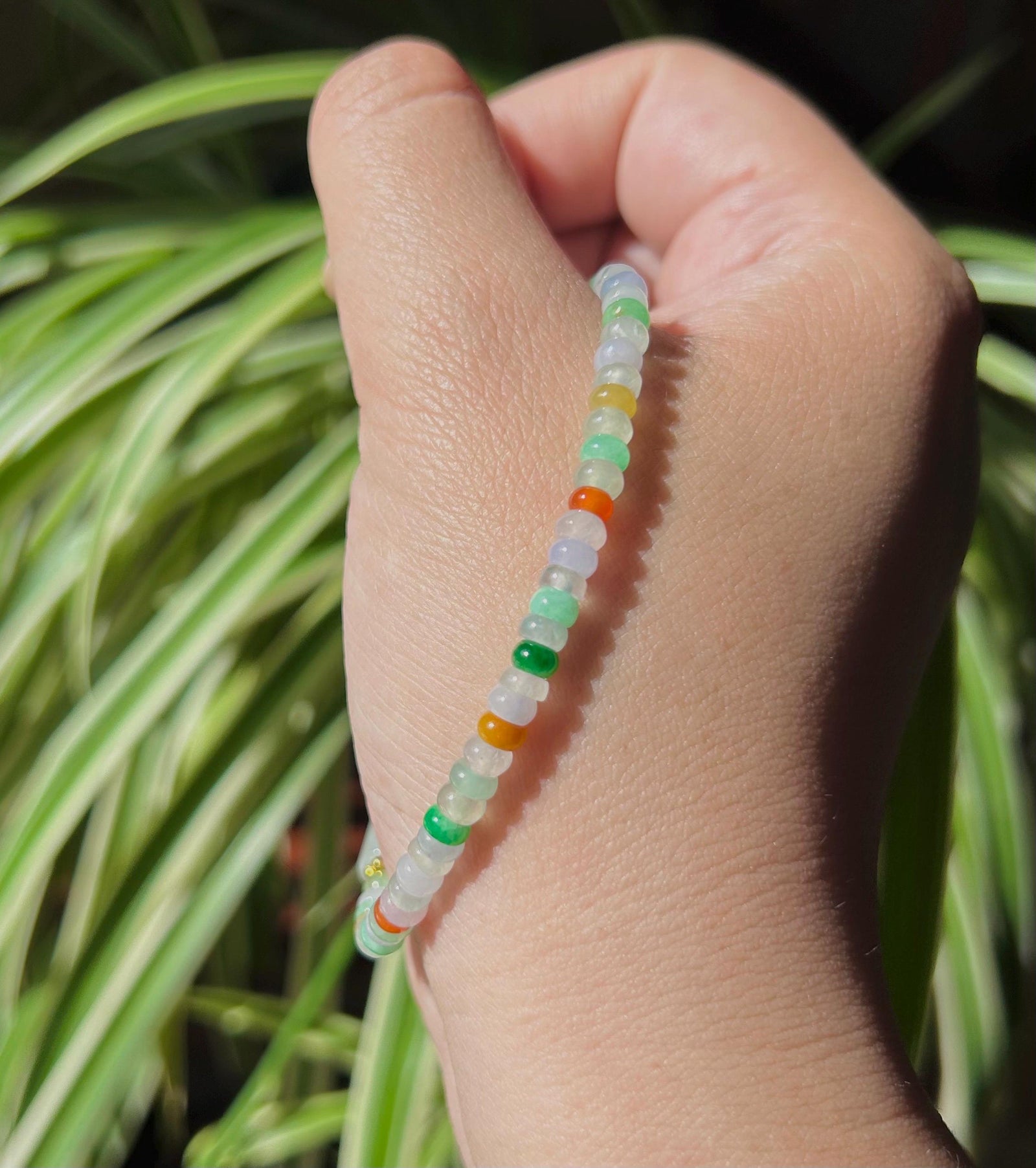 Jadeite Jade Beaded Bracelet Jewelry Gift for Her Untreated Natural Burmese Type A Highly Translucent Icy Rainbow Multi-Color Jade 4.5mm