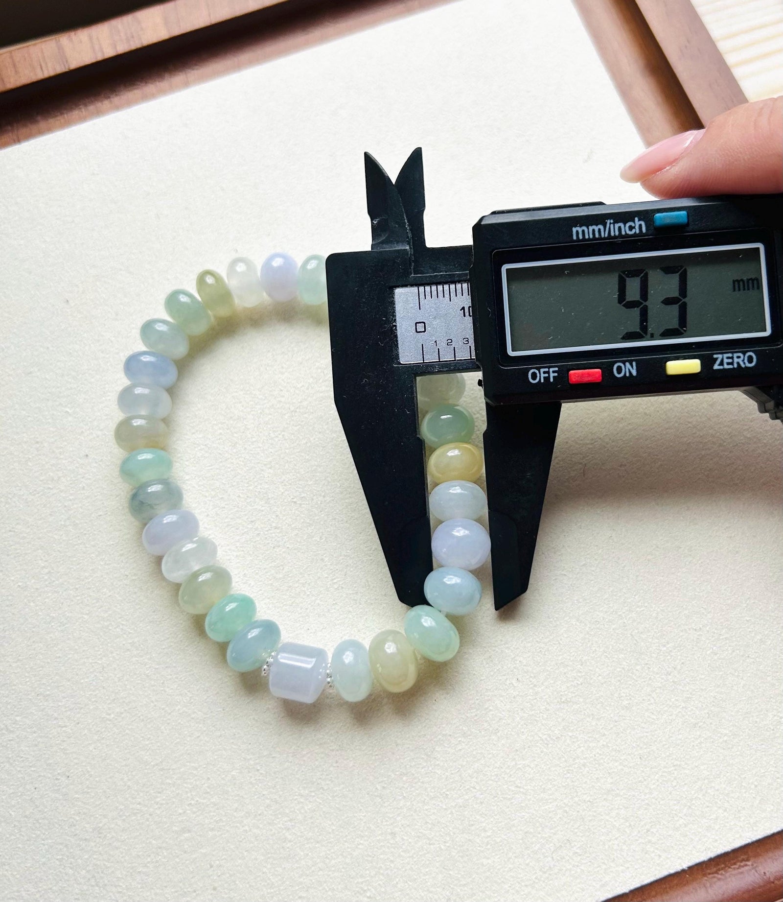 Jadeite Jade Beaded Bracelet Jewelry Gift for Mom Natural Burmese Type A Icy Highly Translucent Jadeite Multi-color Spring Color 9mm Jade