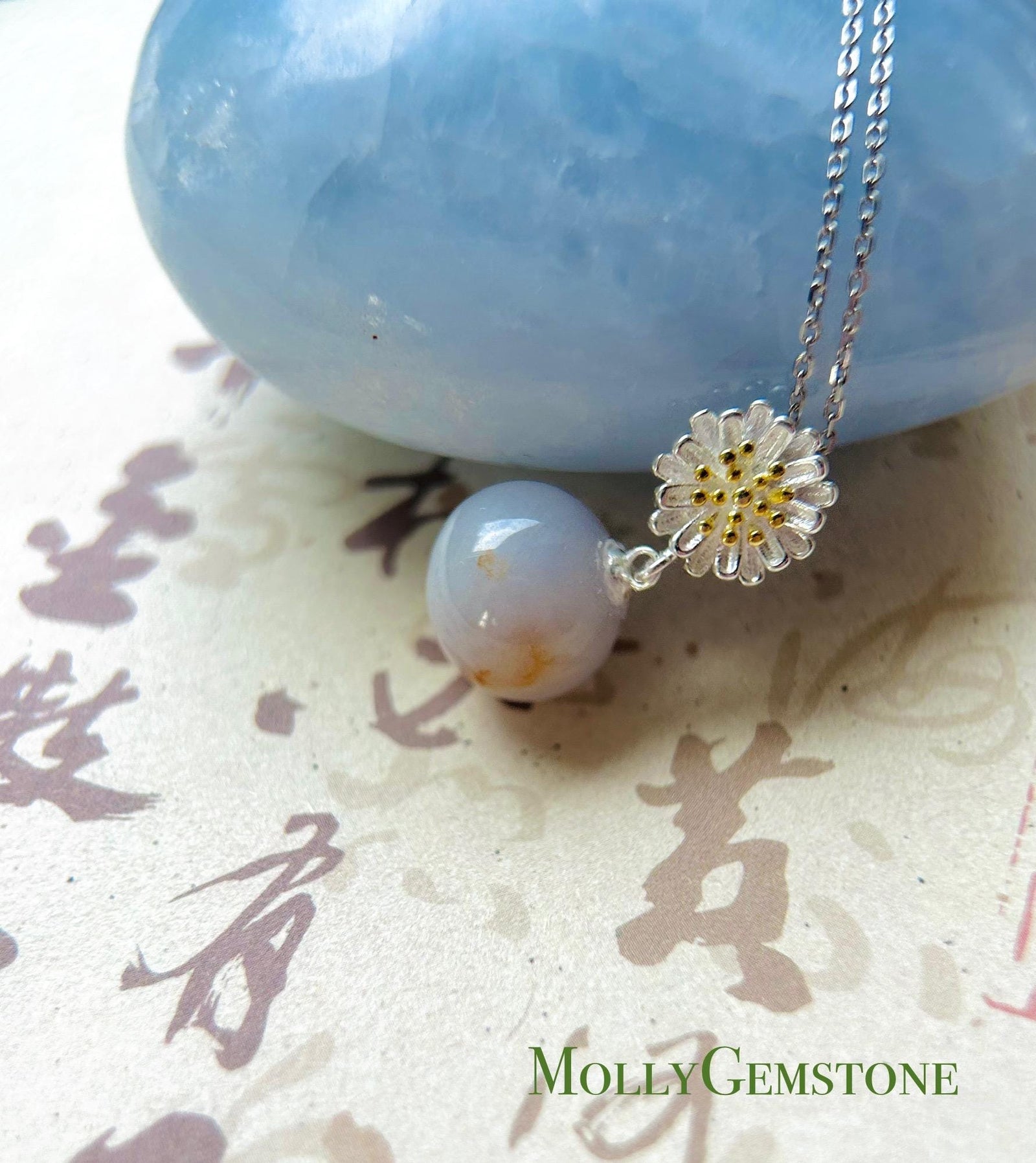 Lavender Purple Red Floral Jadeite Beaded Pendant Jade Necklace Jewelry Gift for Her Burmese Untreated Type A Jade Daisy Sterling Silver