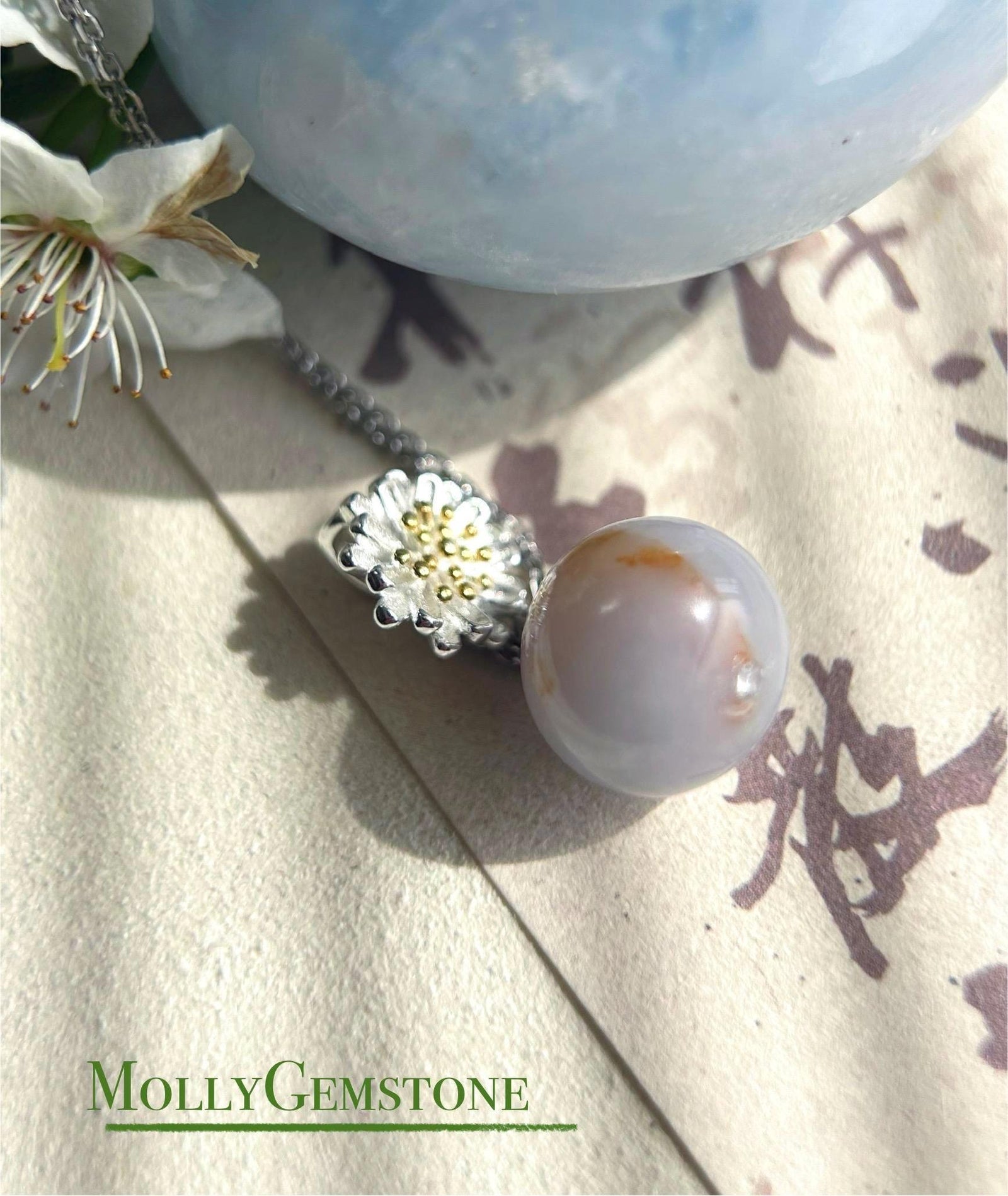 Lavender Purple Red Floral Jadeite Beaded Pendant Jade Necklace Jewelry Gift for Her Burmese Untreated Type A Jade Daisy Sterling Silver
