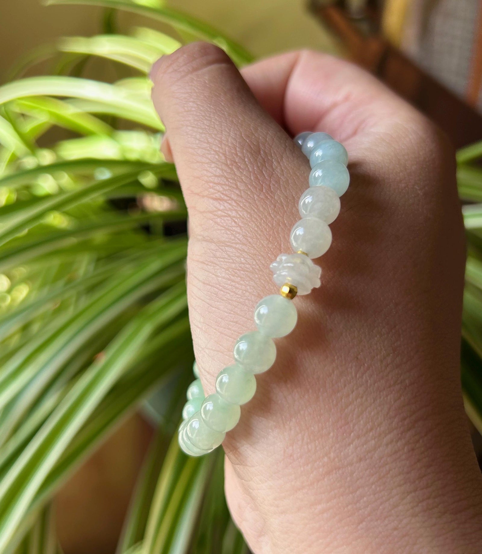 Jadeite Jade Beaded Bracelet Jewelry Gift for Her Burmese Natural Type A Icy Highly Translucent Lavender Purple, Green & Blue Jade 7.4mm