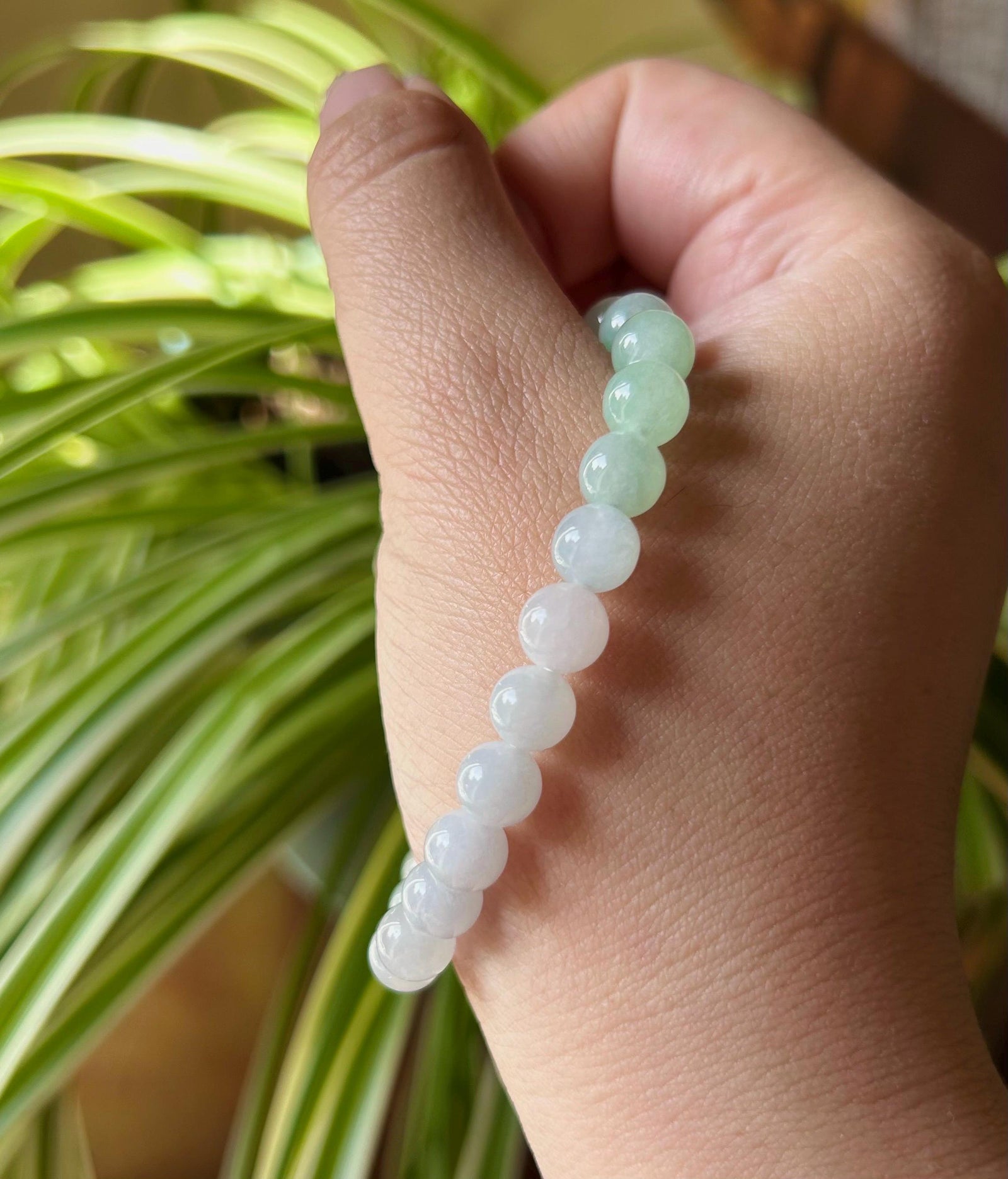 Jadeite Jade Beaded Bracelet Jewelry Gift for Her Burmese Natural Type A Icy Highly Translucent Lavender Purple, Green & Blue Jade 7.4mm