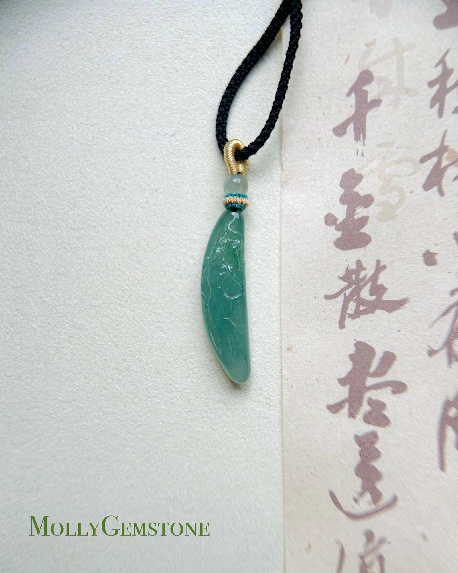 Jadeite Jade Pendant Jewelry Natural Burmese Untreated Type A Translucent Icy Bluish Green Jade Hand-carved Fairy Blossom Pendant Necklace