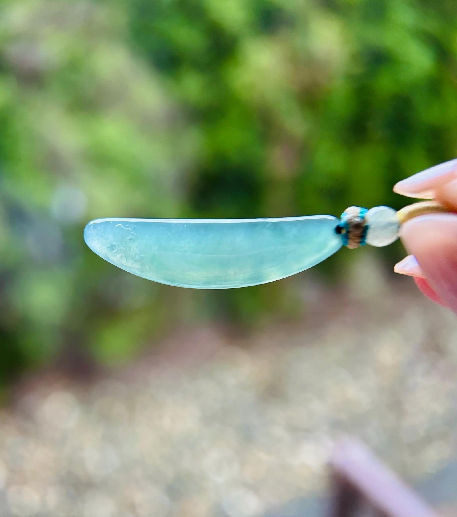 Jadeite Jade Pendant Jewelry Natural Burmese Untreated Type A Translucent Icy Bluish Green Jade Hand-carved Fairy Blossom Pendant Necklace