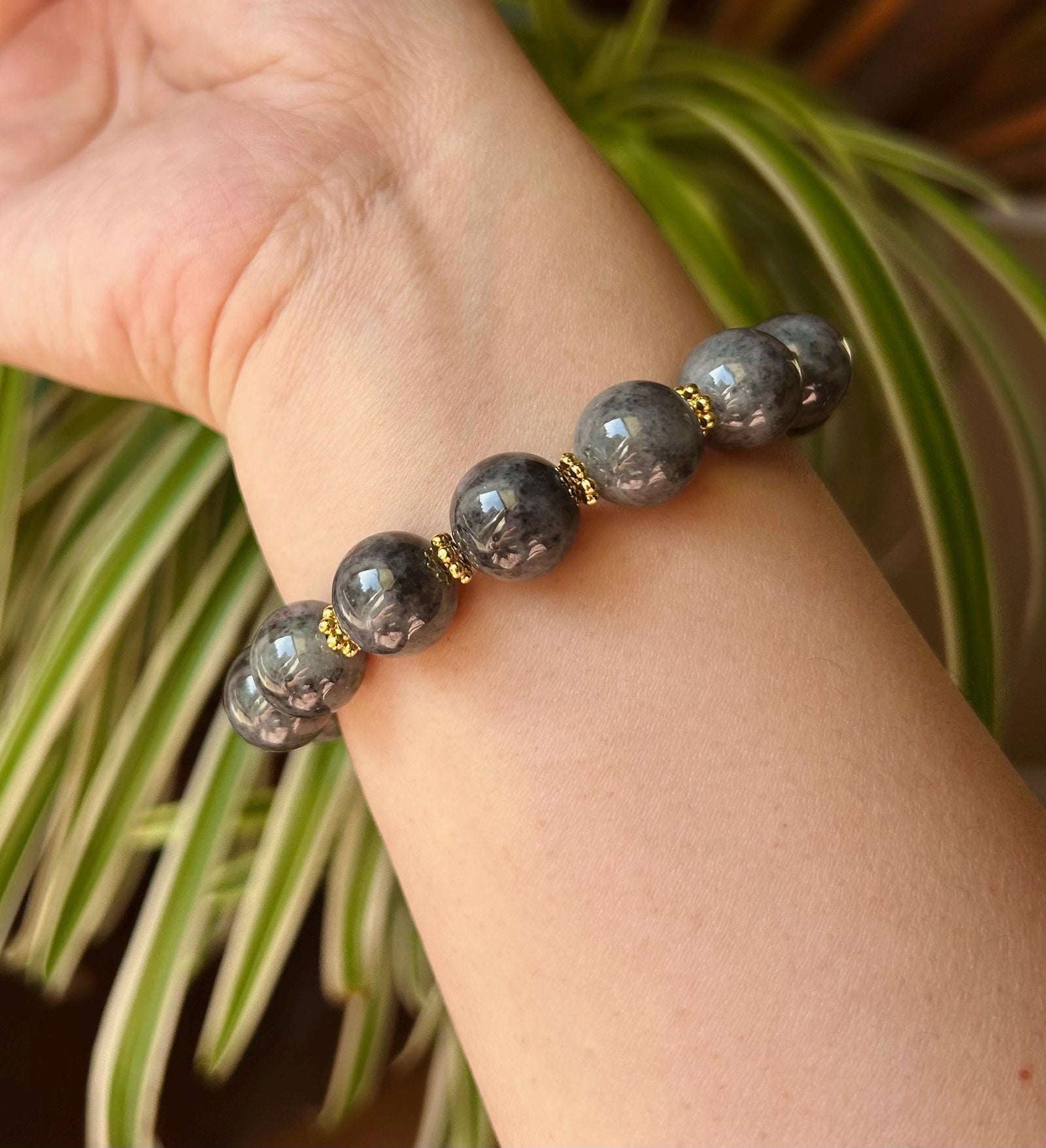 Jadeite Jade BIG Beads 13mm Bracelet Jewelry Mothers Day Gift Natural Untreated Burmese Type A Icy Gelatinous Wuji Black Jade Bracelet