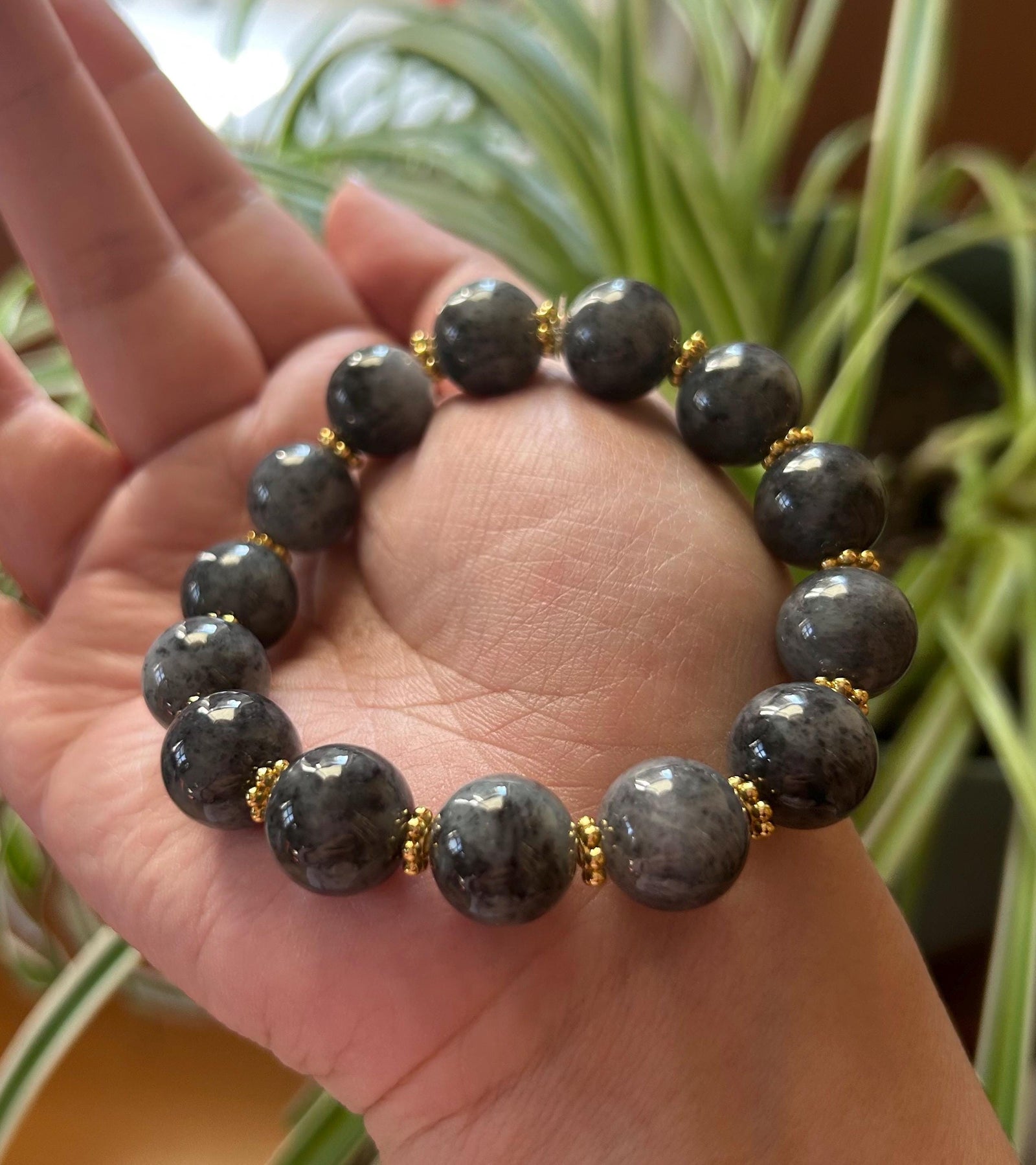 Jadeite Jade BIG Beads 13mm Bracelet Jewelry Mothers Day Gift Natural Untreated Burmese Type A Icy Gelatinous Wuji Black Jade Bracelet