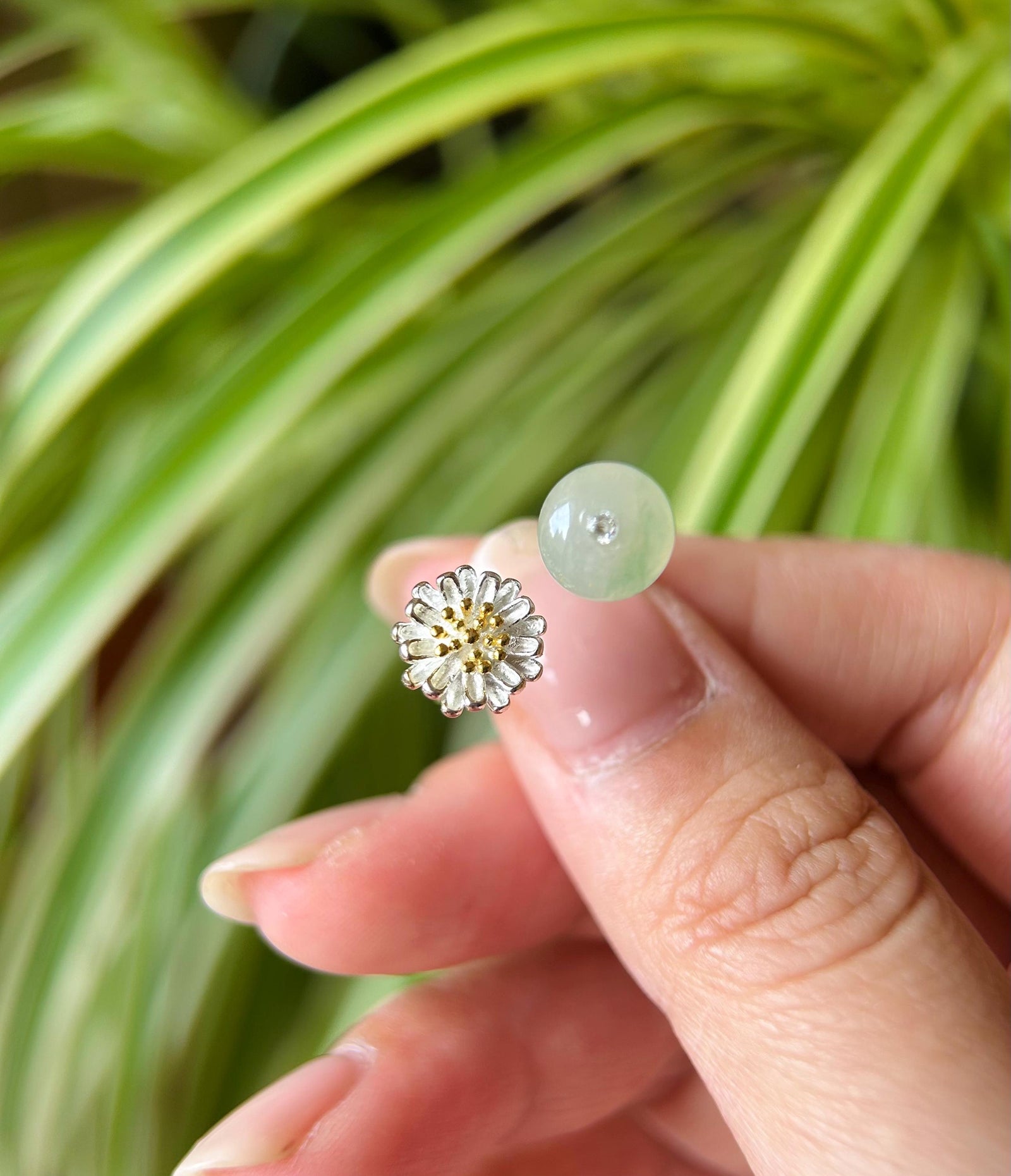 Jadeite Ring & Pendant Jewelry Set Mothers Day Gift Natural Type A Burmese Untreated High Translucent Icy Green Floral Jade Sterling Silver