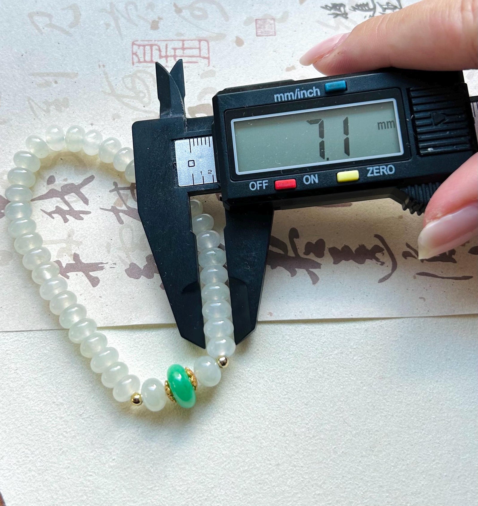 Jadeite Jade Beaded Bracelet Jewelry Mother’s Day Gift Natural Burmese Untreated Type A Icy White & Green Superior Translucency 7mm FeiCui