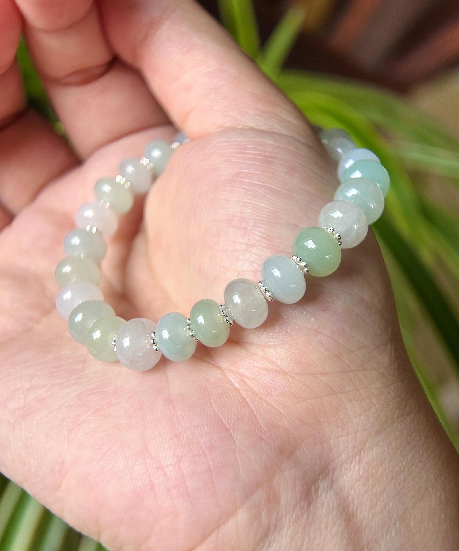 Jadeite Jade Beaded Bracelet Jewelry Gift for Her Natural Untreated Burmese Type A Highly Translucent Icy Jadeite Multicolor 8.5mm Cute Bear