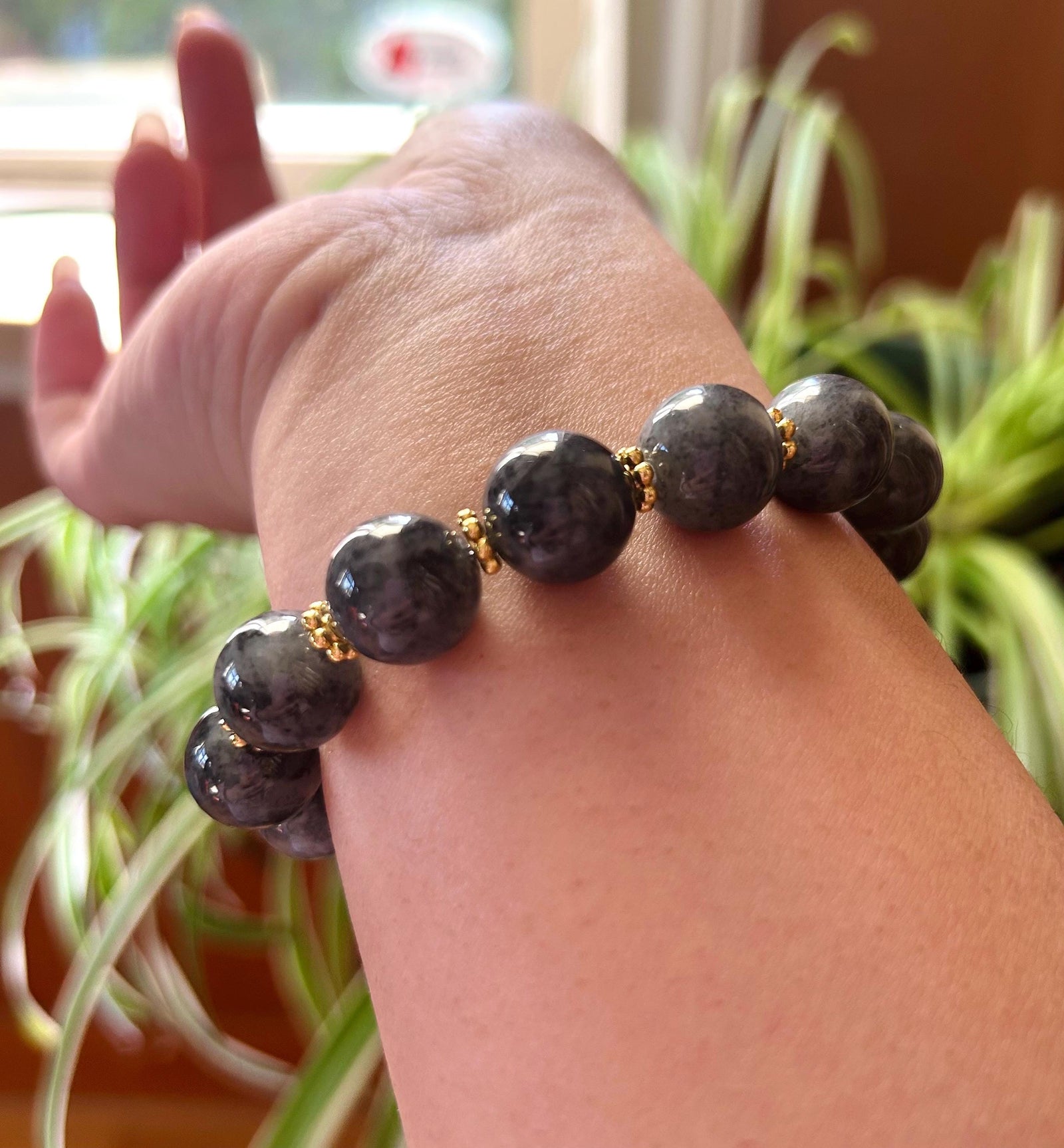Jadeite Jade BIG Beads 13mm Bracelet Jewelry Mothers Day Gift Natural Untreated Burmese Type A Icy Gelatinous Wuji Black Jade Bracelet