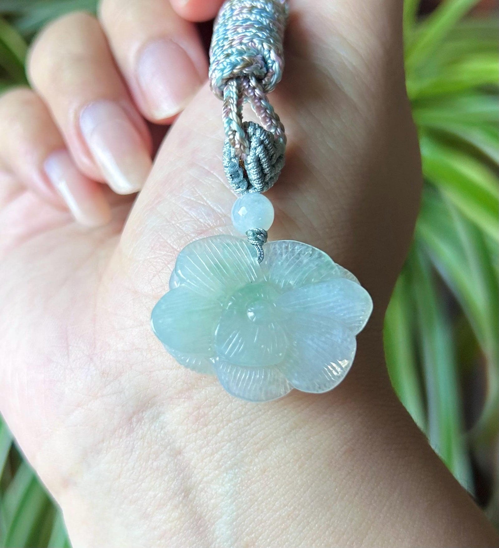 Certified Jadeite Jade Lotus Pendant Necklace Jewelry Gift for Her Natural Burmese Translucent Type A Icy Green Jade Hand-carved Lotus Jade