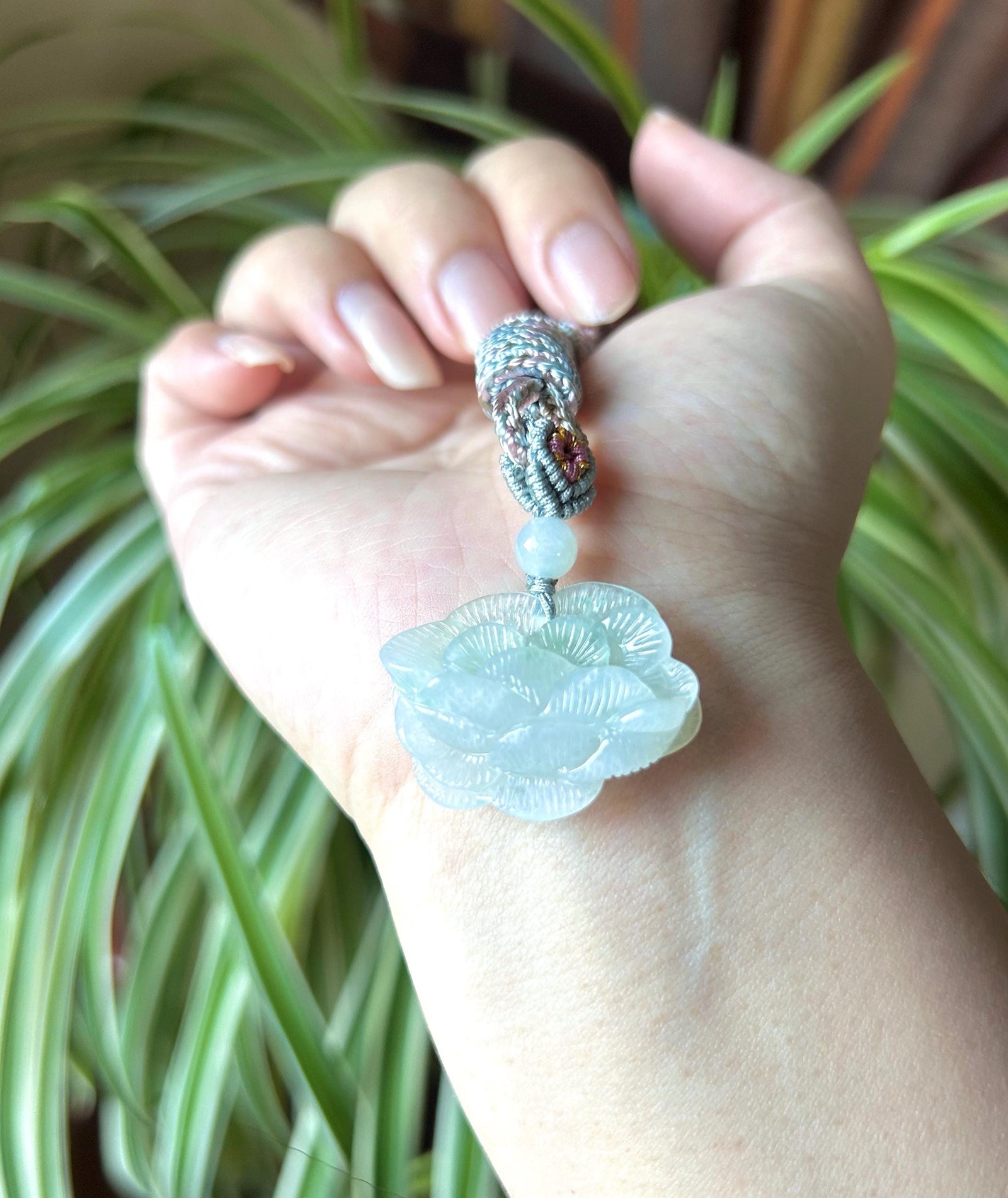 Certified Jadeite Jade Lotus Pendant Necklace Jewelry Gift for Her Natural Burmese Translucent Type A Icy Green Jade Hand-carved Lotus Jade