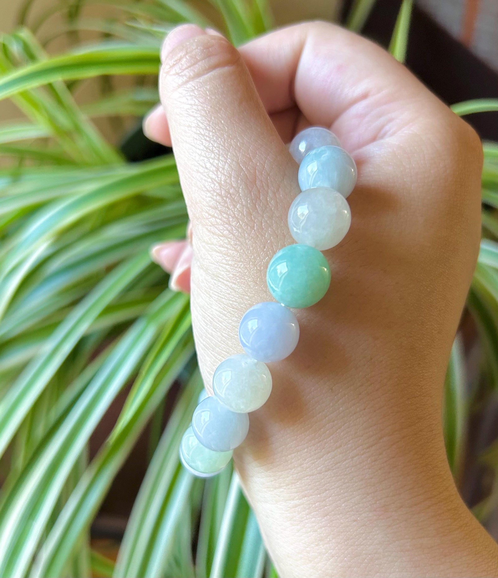 Jadeite Jade Beaded Bracelet Jewelry Gift for Her Natural Burmese Type A Icy Translucent Multicolored Rainbow 11.5mm BIG Beads Jade