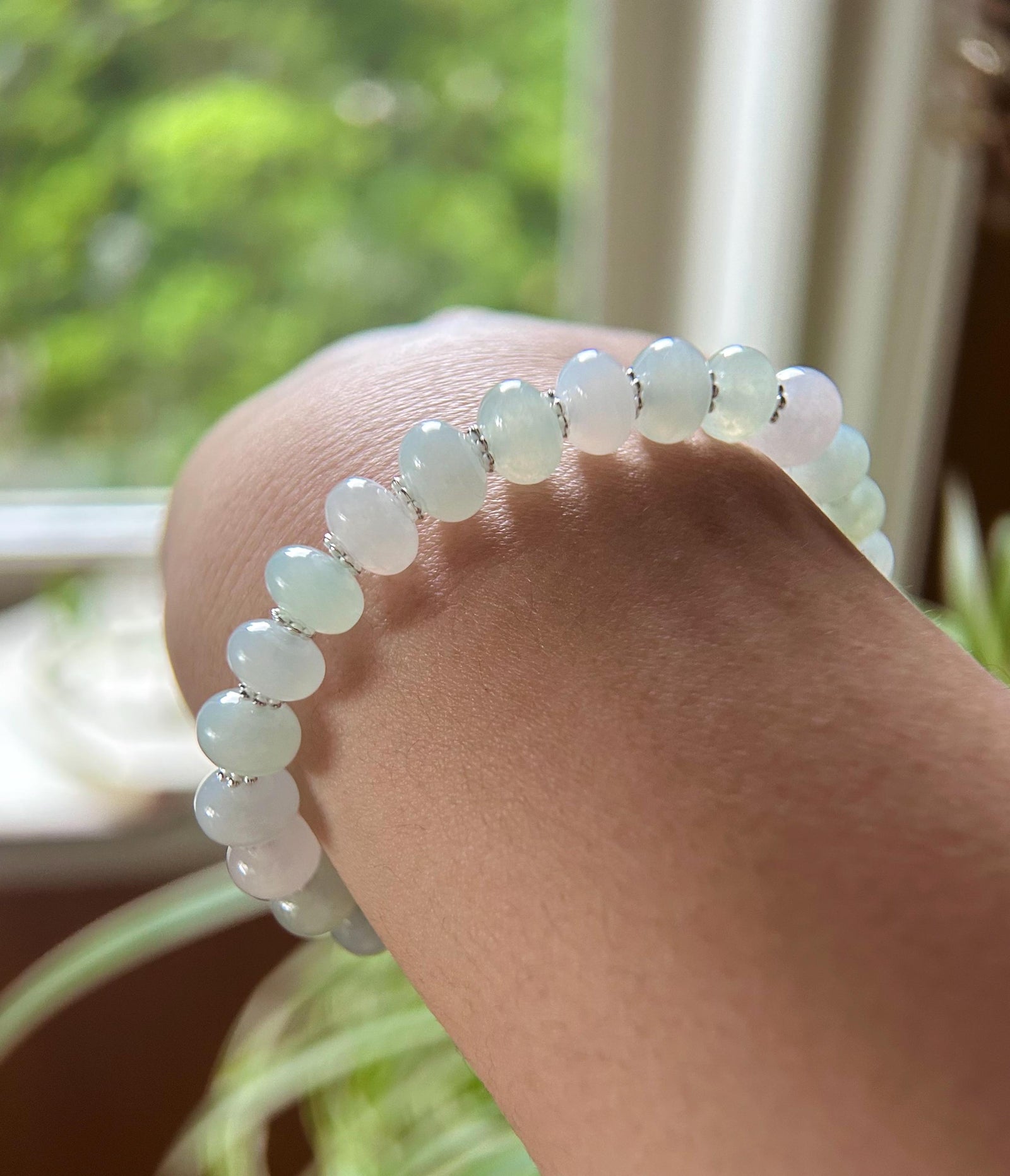 Jadeite Jade Beaded Bracelet Jewelry Gift for Her Natural Untreated Burmese Type A Highly Translucent Icy Jadeite Multicolor 8.5mm Cute Bear