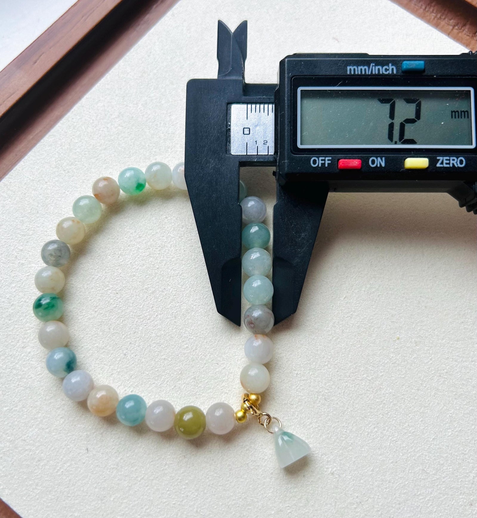 Jadeite Jade Beaded Bracelet Jewelry Gift for Her Natural Burmese Type A Icy Translucent RARE multicolored Rainbow Floral Jade 7.2mm