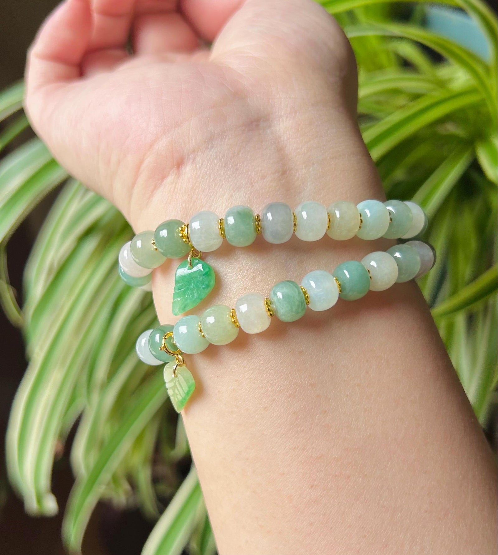 Jadeite Jade Beaded Bracelet Handmade Jewelry Gift for Her Natural Untreated Burmese Type A Icy Translucent Jadeite Multi-color Feicui 8mm