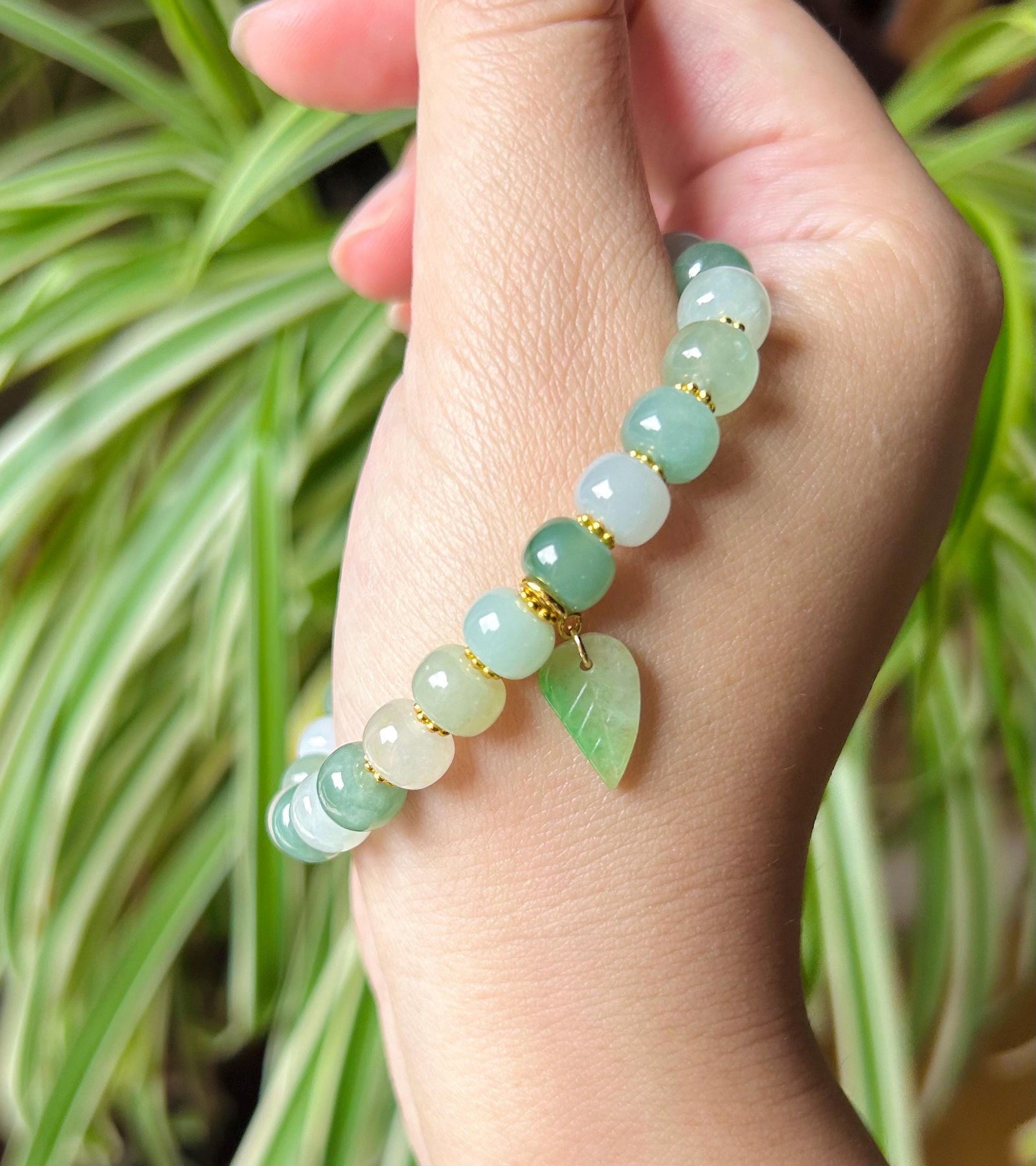 Jadeite Jade Beaded Bracelet Handmade Jewelry Gift for Her Natural Untreated Burmese Type A Icy Translucent Jadeite Multi-color Feicui 8mm