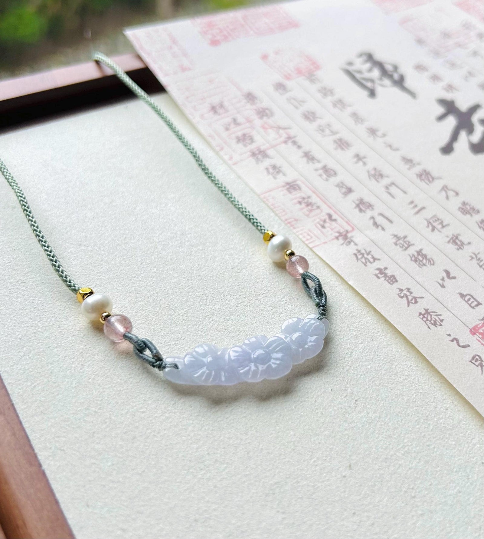 Jadeite Jade Crecent Pendant Jewelry Gift Natural Burmese Type A Translucent Icy Green Purple Yellow Jade Carved Flowers Handwowen Necklace