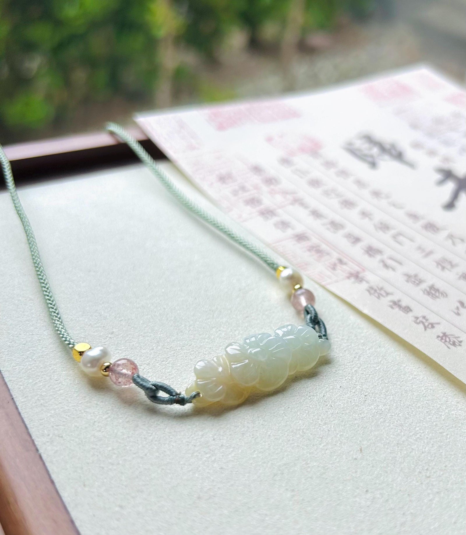 Jadeite Jade Crecent Pendant Jewelry Gift Natural Burmese Type A Translucent Icy Green Purple Yellow Jade Carved Flowers Handwowen Necklace