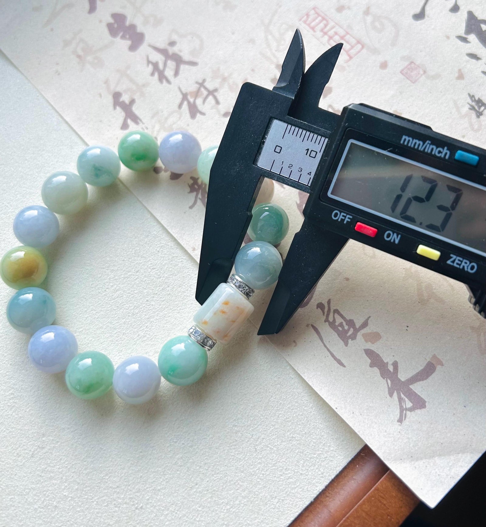 Jadeite Jade Beaded Bracelet Jewelry Gift for Her Natural Burmese Type A Icy Gelatinous RARE Multicolored Rainbow Floral 12mm BIG Beads