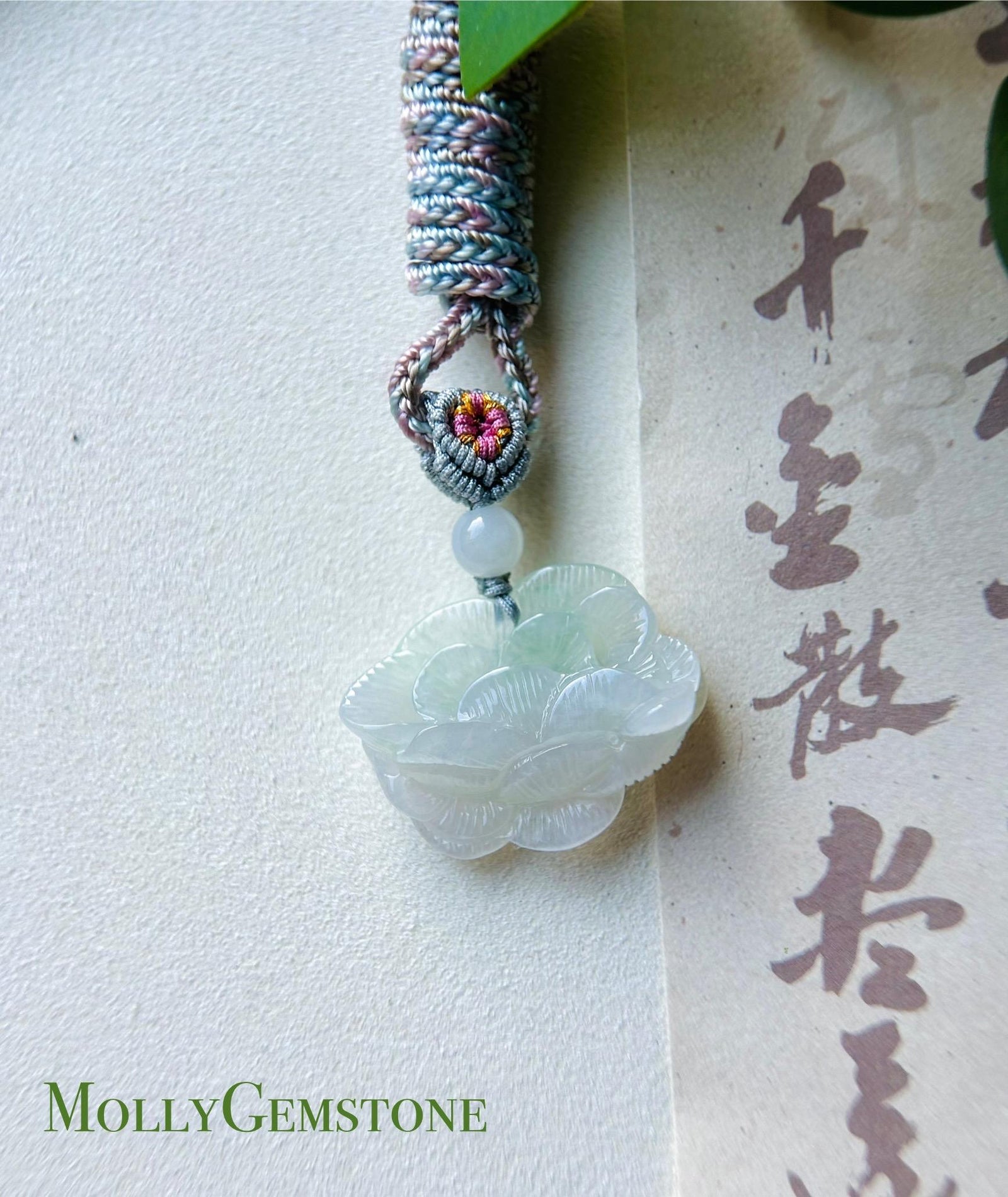 Certified Jadeite Jade Lotus Pendant Necklace Jewelry Gift for Her Natural Burmese Translucent Type A Icy Green Jade Hand-carved Lotus Jade