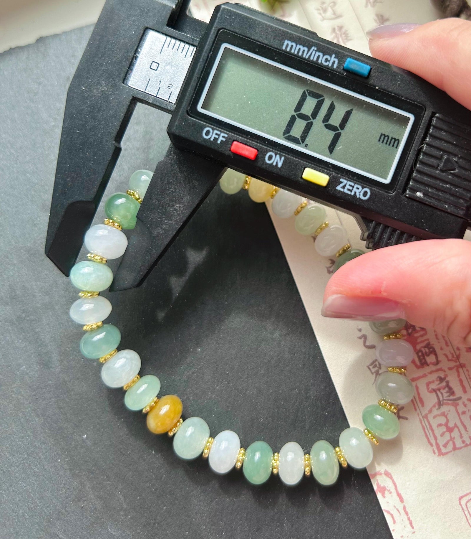 Jadeite Jade Beaded Bracelet Jewelry Gift for Her Natural Burmese Type A Icy High Translucency Jadeite Multi-color 8.3mm Drum Bead Handmade