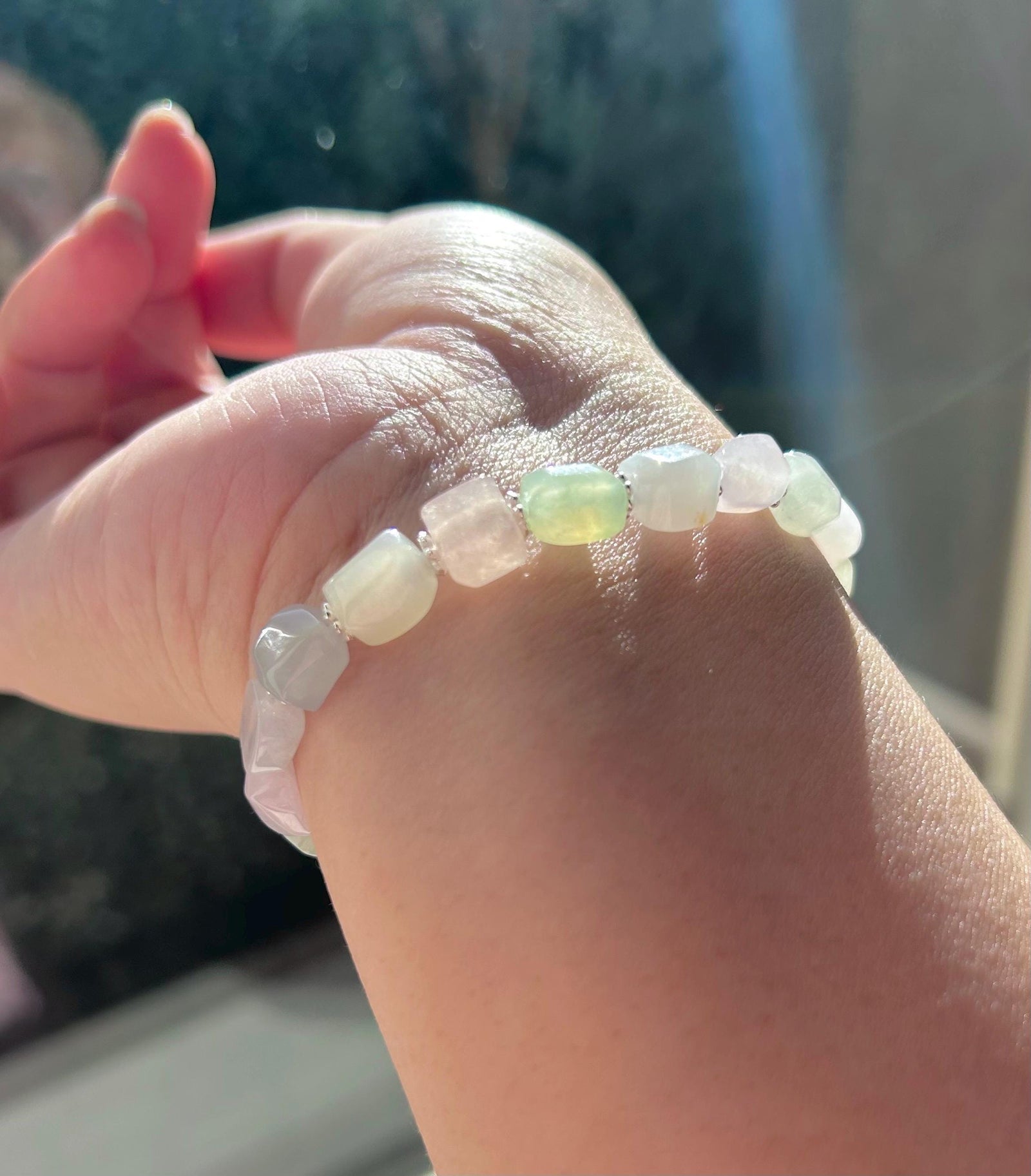 Jadeite Jade Beaded Bracelet Handmade Jewelry Gift for Her Natural Burmese Icy High Translucency Type A Multicolor Rainbow Ice Cube Jade 8mm