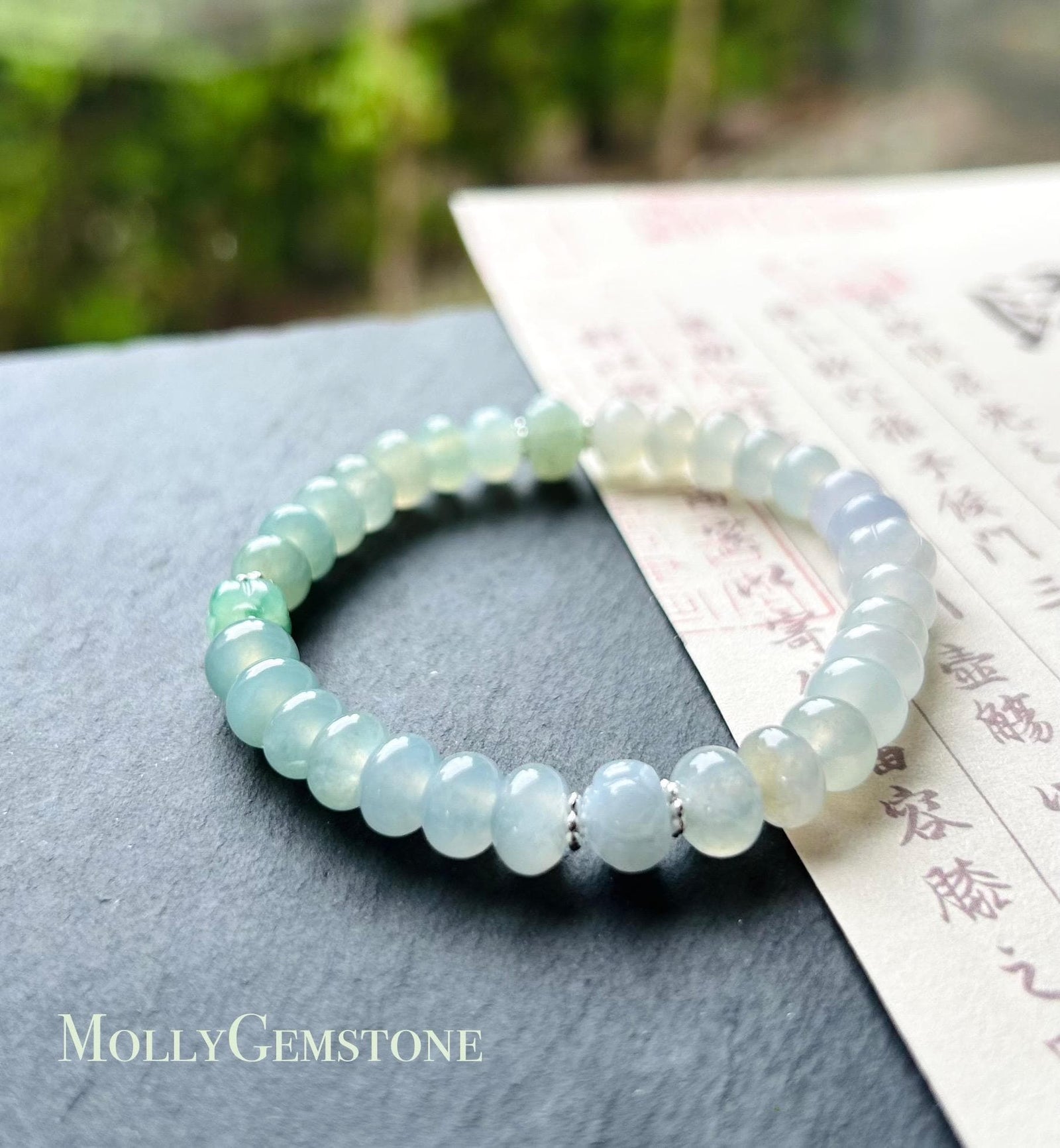 Jadeite Jade Beaded Bracelet Jewelry Gift for Her Natural Burmese Type A Icy Superior Translucency Jade Multicolor Drum Bead Handmade 7.5mm