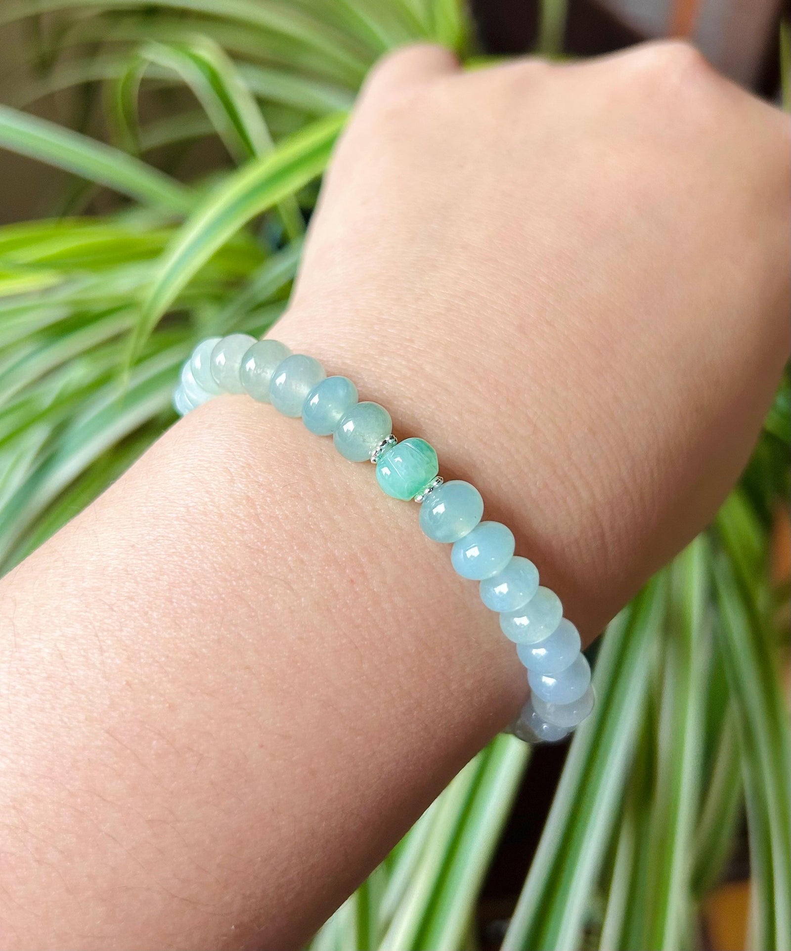 Jadeite Jade Beaded Bracelet Jewelry Gift for Her Natural Burmese Type A Icy Superior Translucency Jade Multicolor Drum Bead Handmade 7.5mm