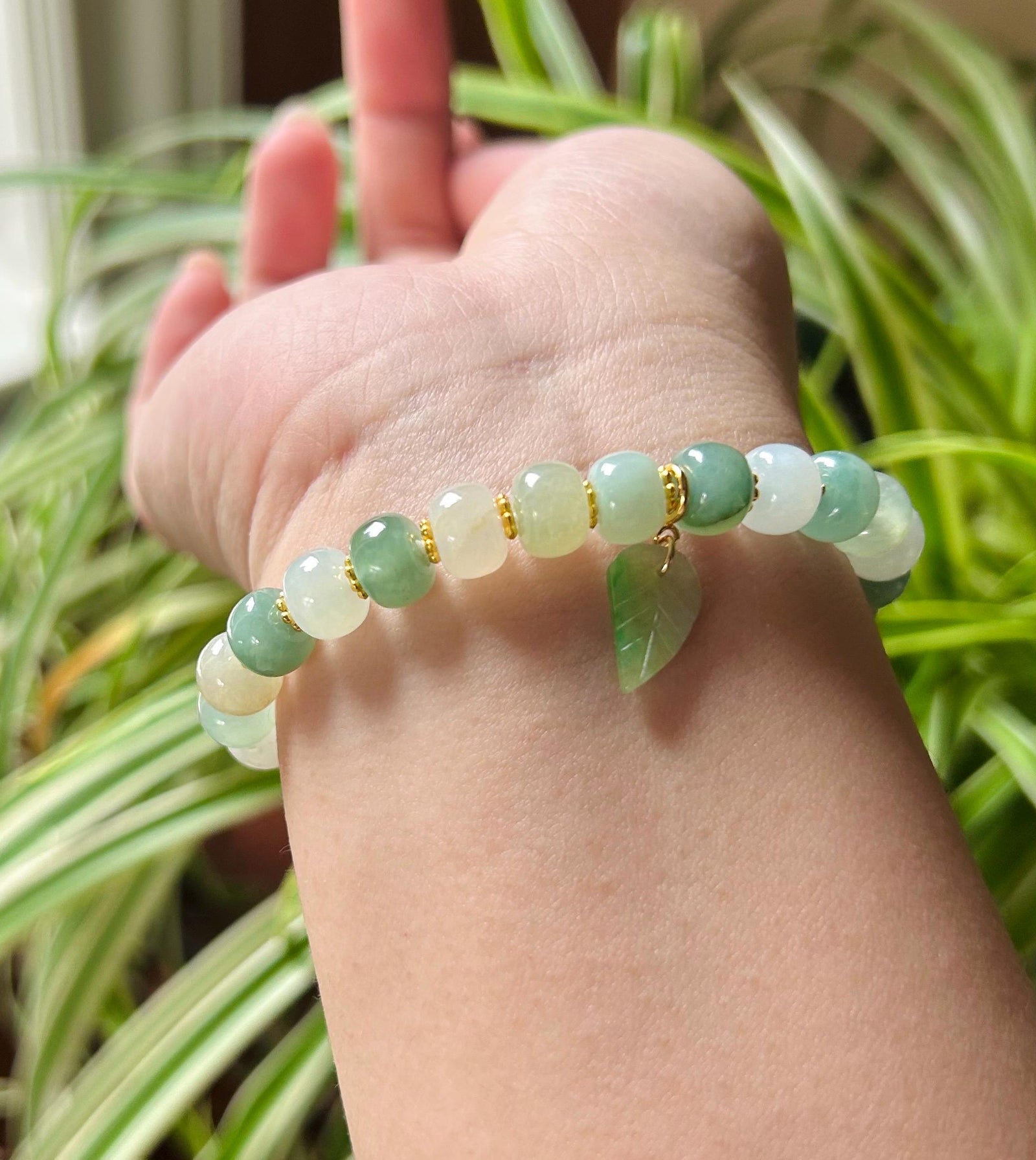 Jadeite Jade Beaded Bracelet Handmade Jewelry Gift for Her Natural Untreated Burmese Type A Icy Translucent Jadeite Multi-color Feicui 8mm