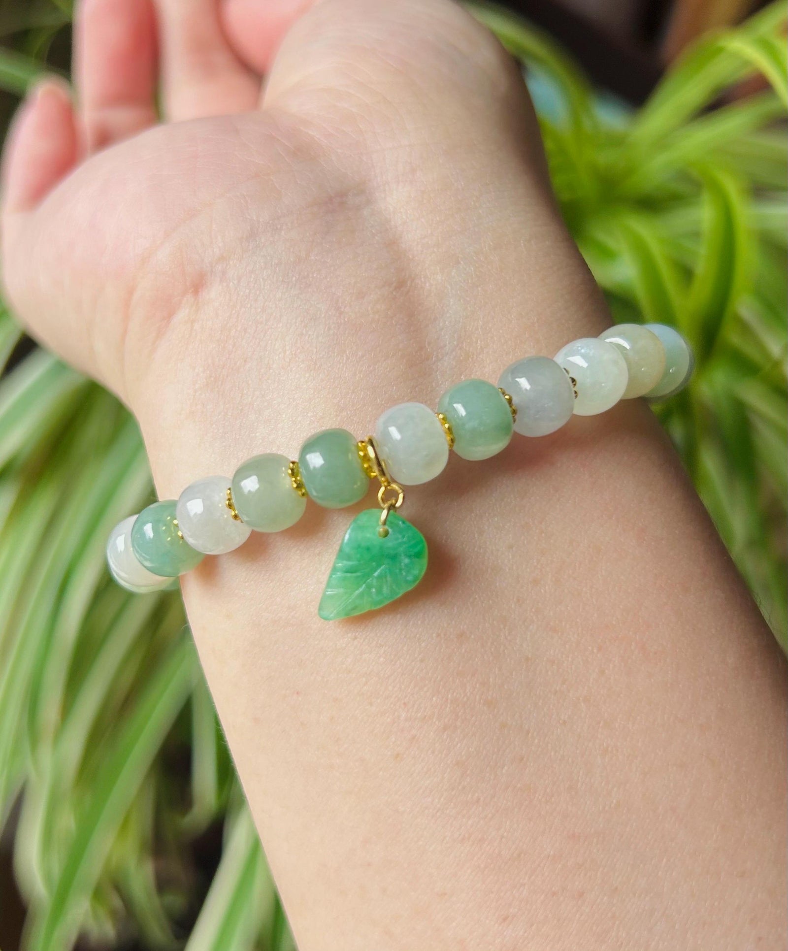 Jadeite Jade Beaded Bracelet Handmade Jewelry Gift for Her Natural Untreated Burmese Type A Icy Translucent Jadeite Multi-color Feicui 8mm