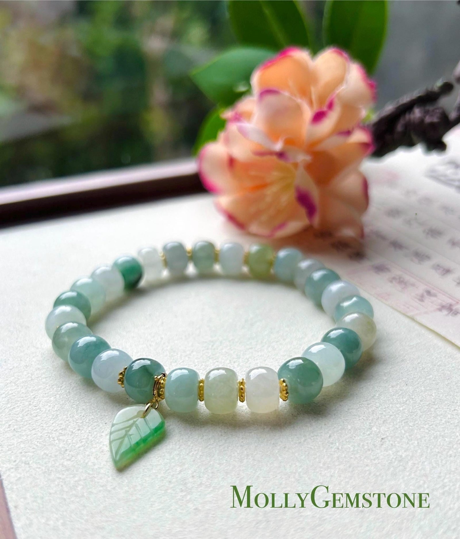 Jadeite Jade Beaded Bracelet Handmade Jewelry Gift for Her Natural Untreated Burmese Type A Icy Translucent Jadeite Multi-color Feicui 8mm