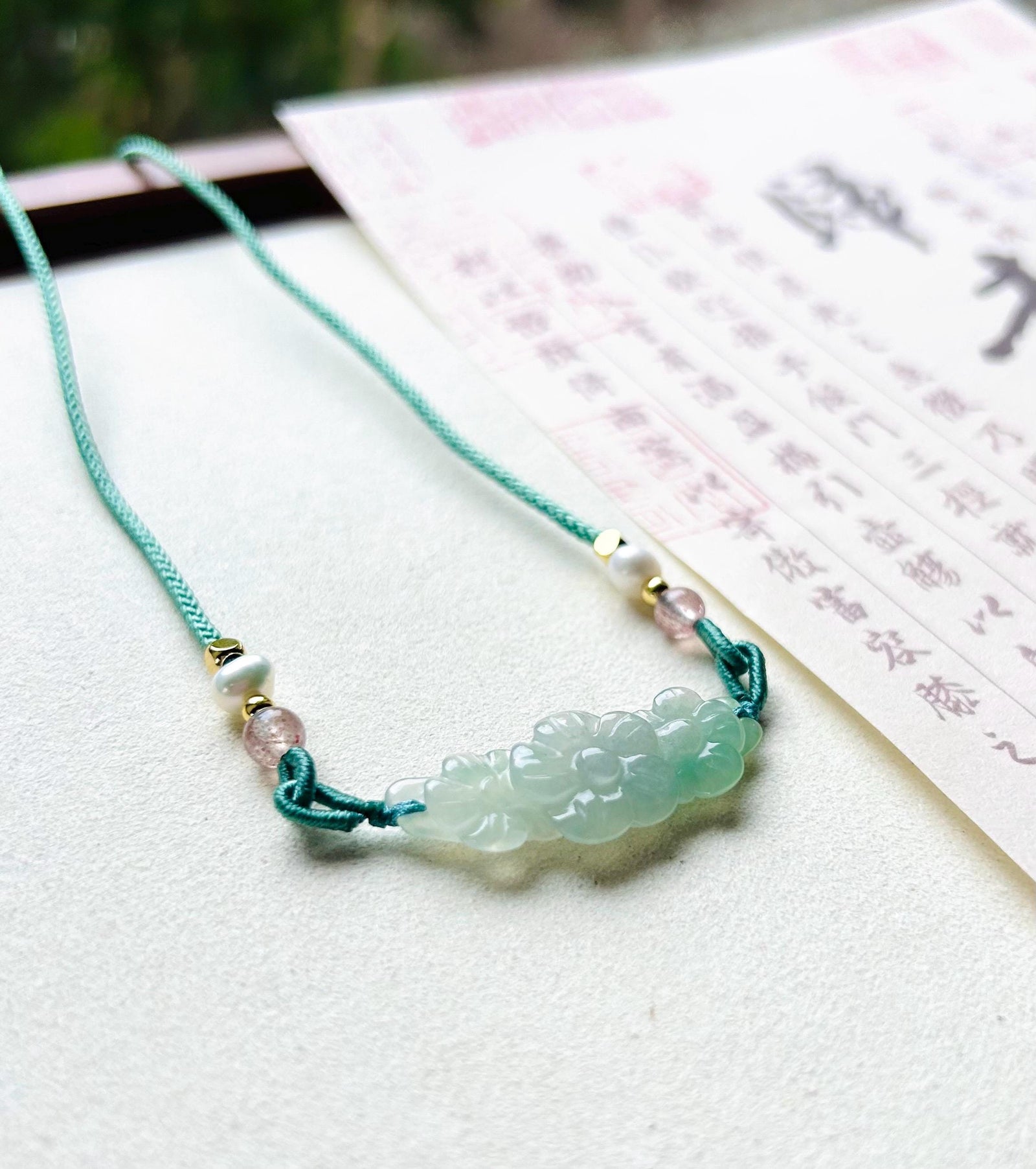 Jadeite Jade Crecent Pendant Jewelry Gift Natural Burmese Type A Translucent Icy Green Purple Yellow Jade Carved Flowers Handwowen Necklace