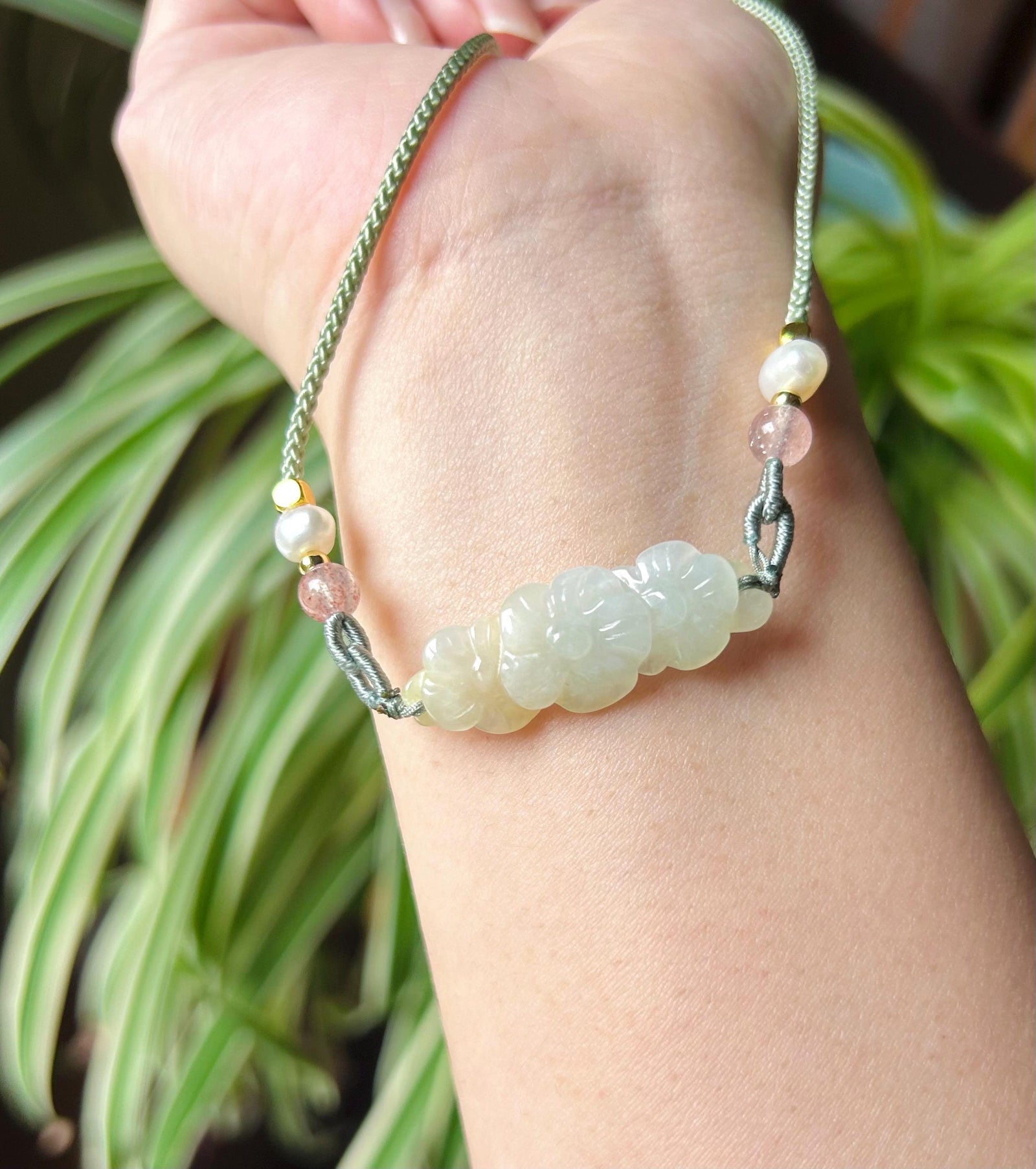 Jadeite Jade Crecent Pendant Jewelry Gift Natural Burmese Type A Translucent Icy Green Purple Yellow Jade Carved Flowers Handwowen Necklace